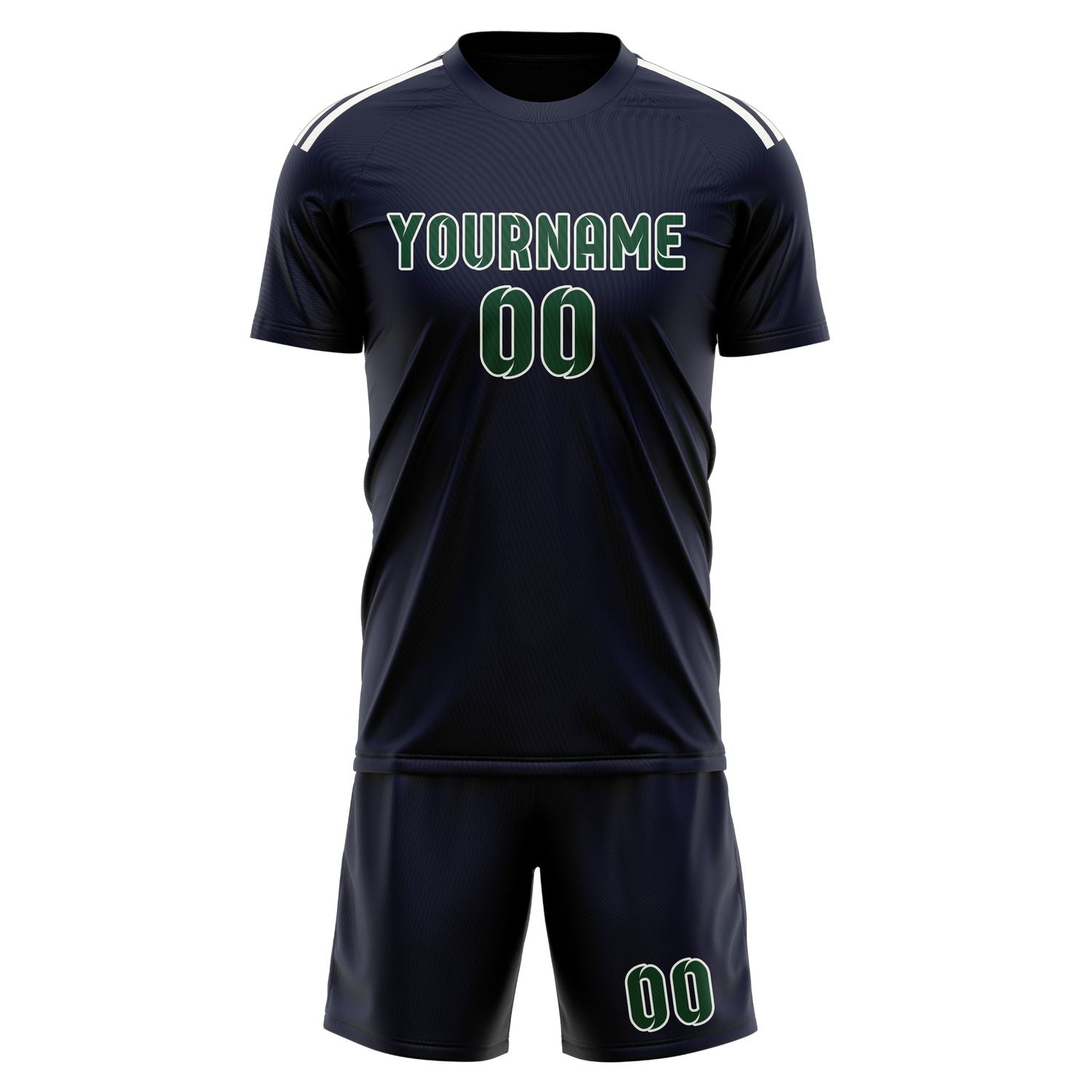 Custom Navy Green Soccer Set