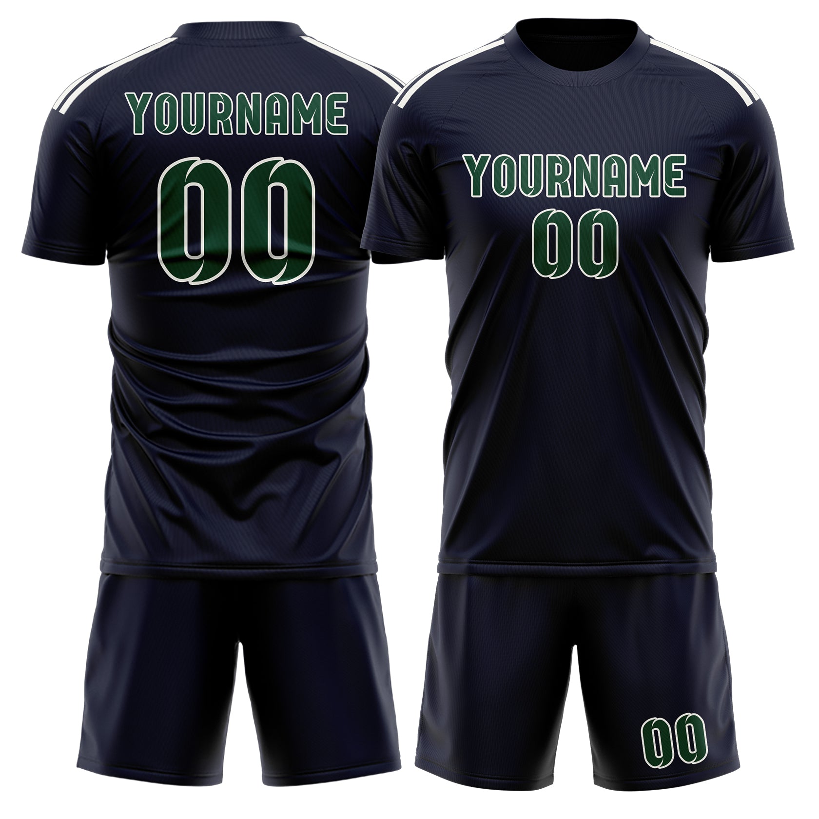 Custom Navy Green Soccer Set