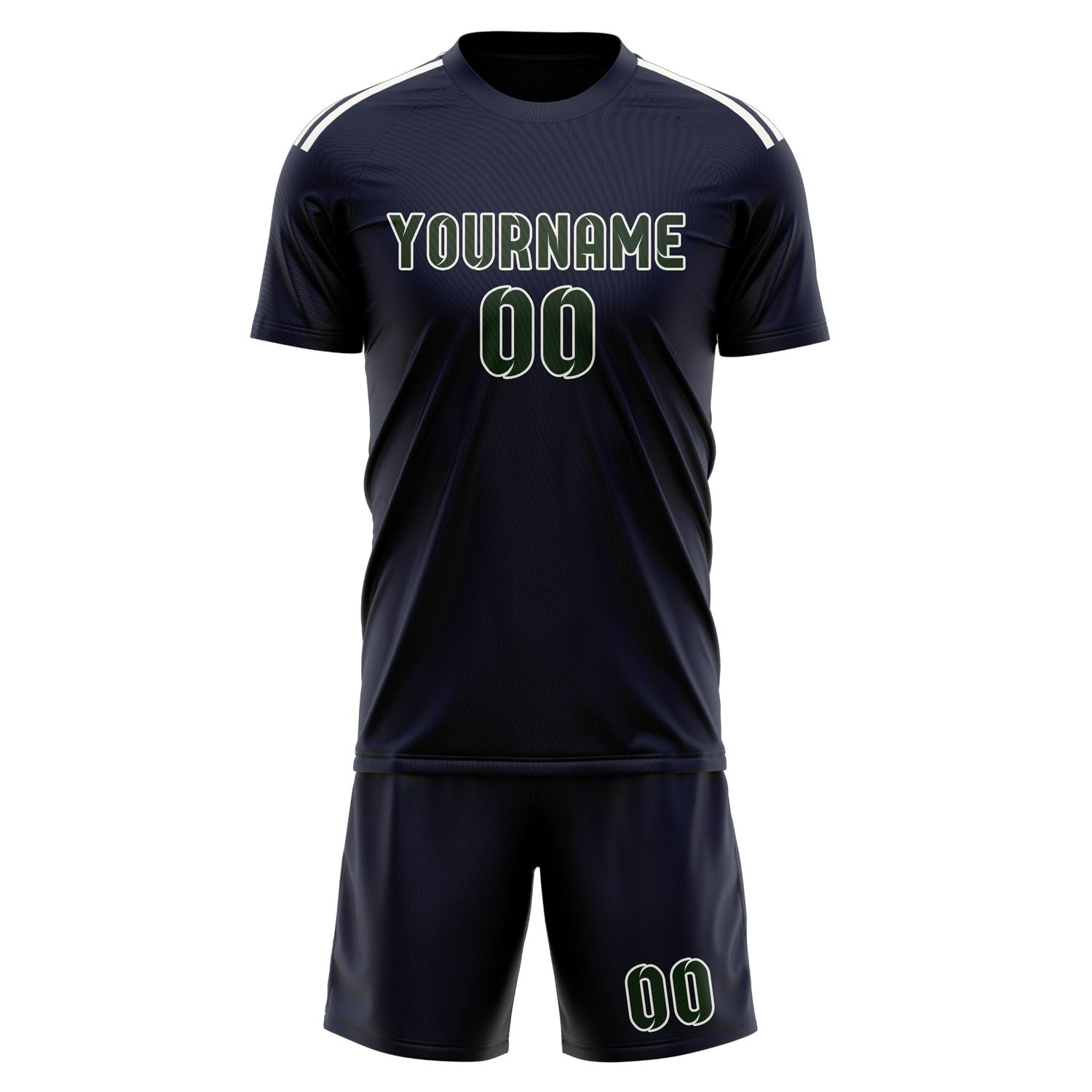 Custom Navy Dark Green Soccer Set