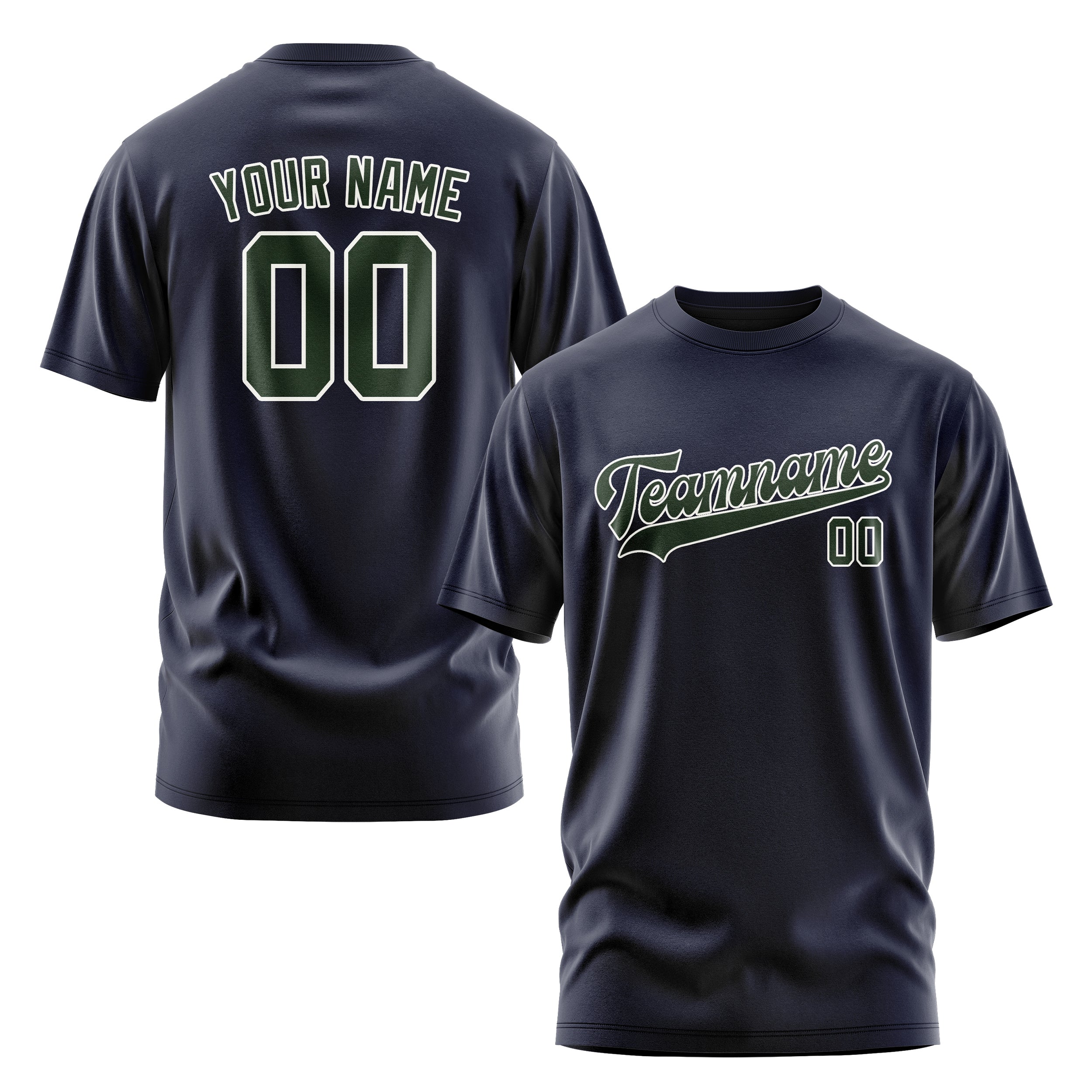 Custom Navy Dark Green T-Shirt