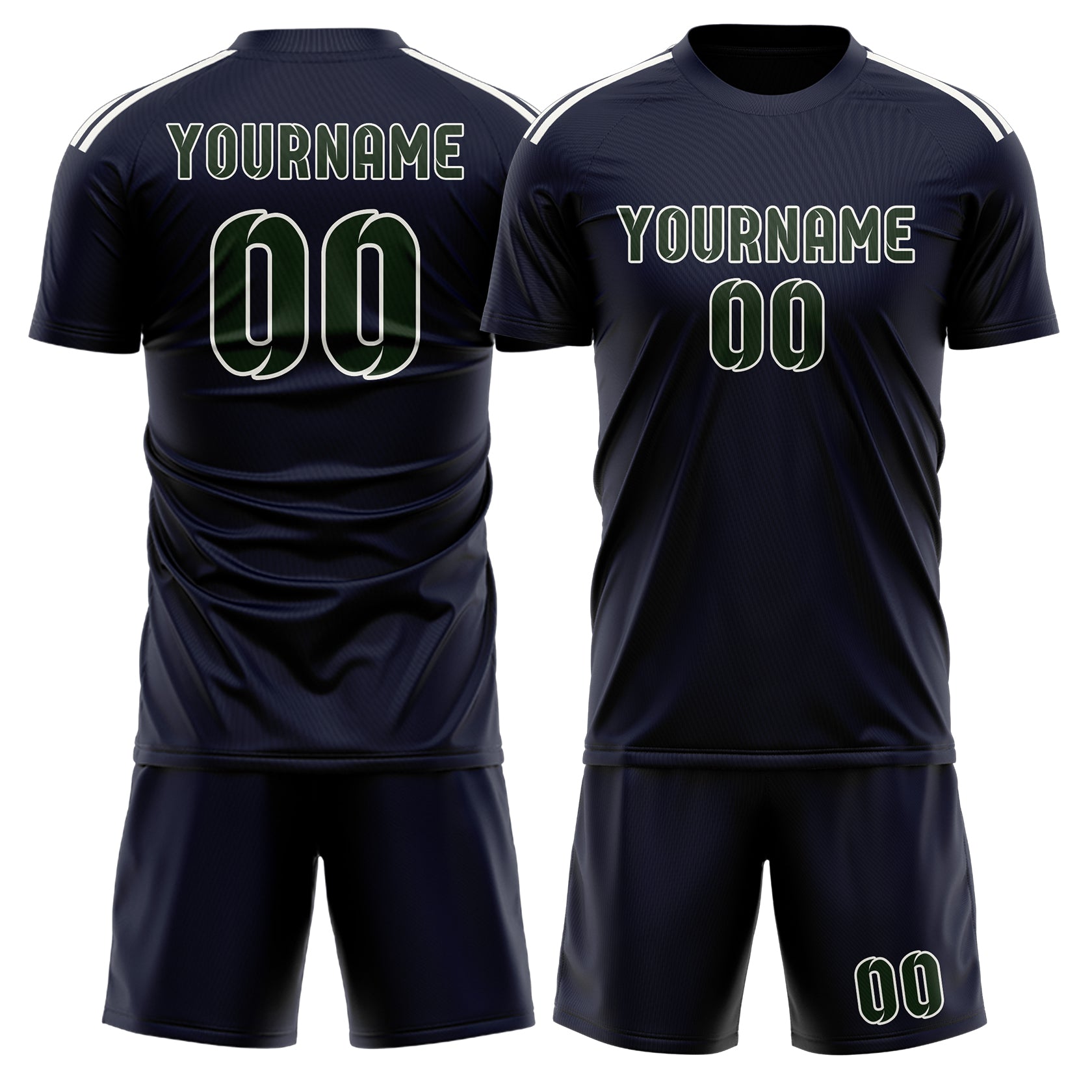 Custom Navy Dark Green Soccer Set