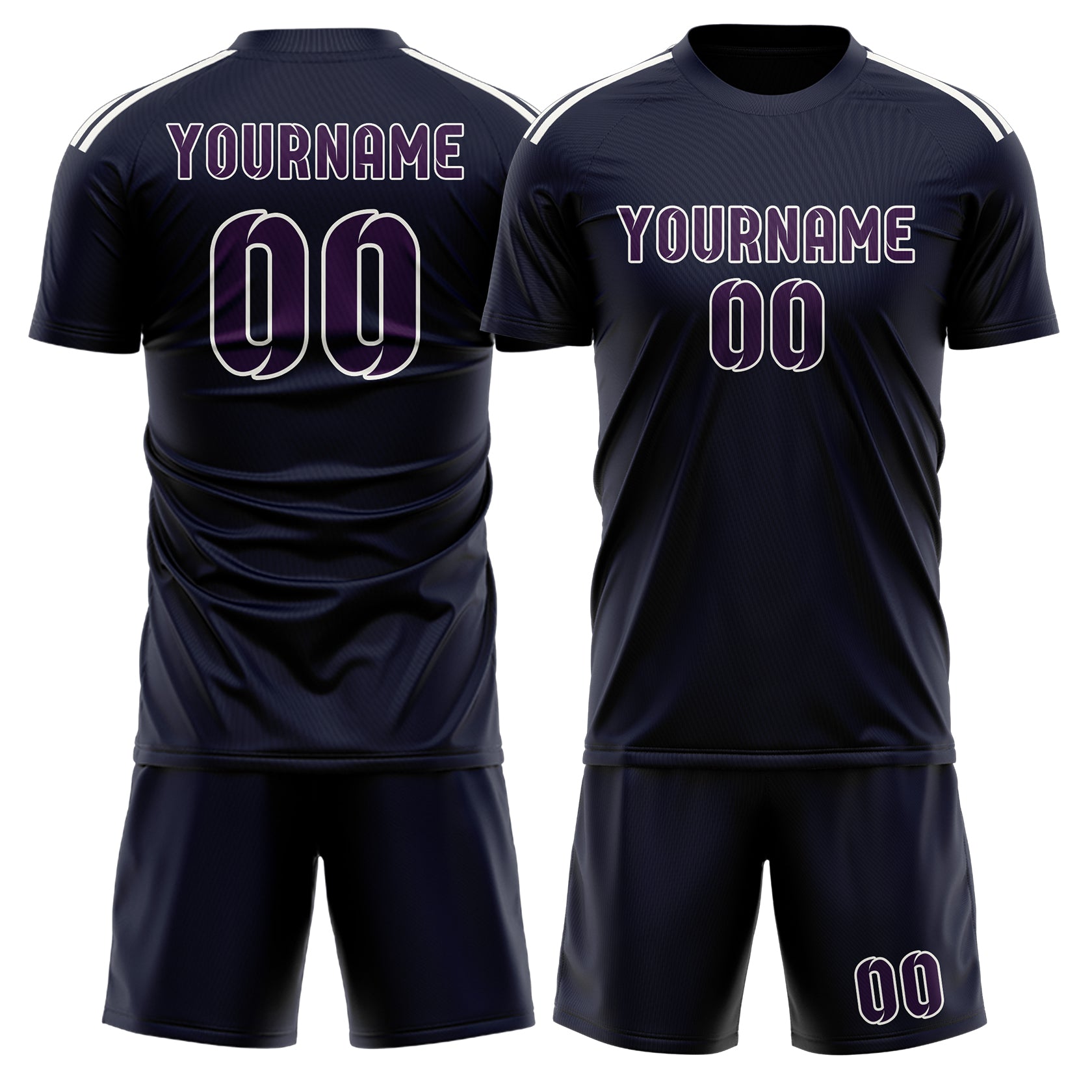 Custom Navy Purple Soccer Set