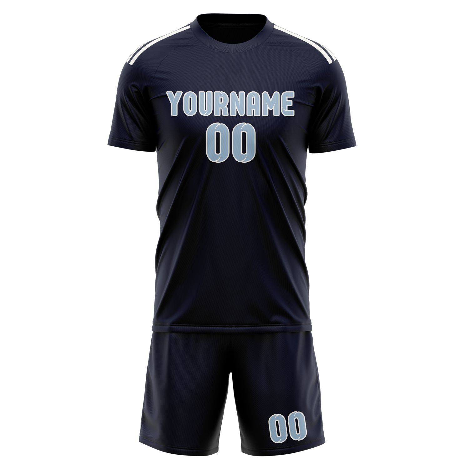 Custom Navy Light Blue Soccer Set