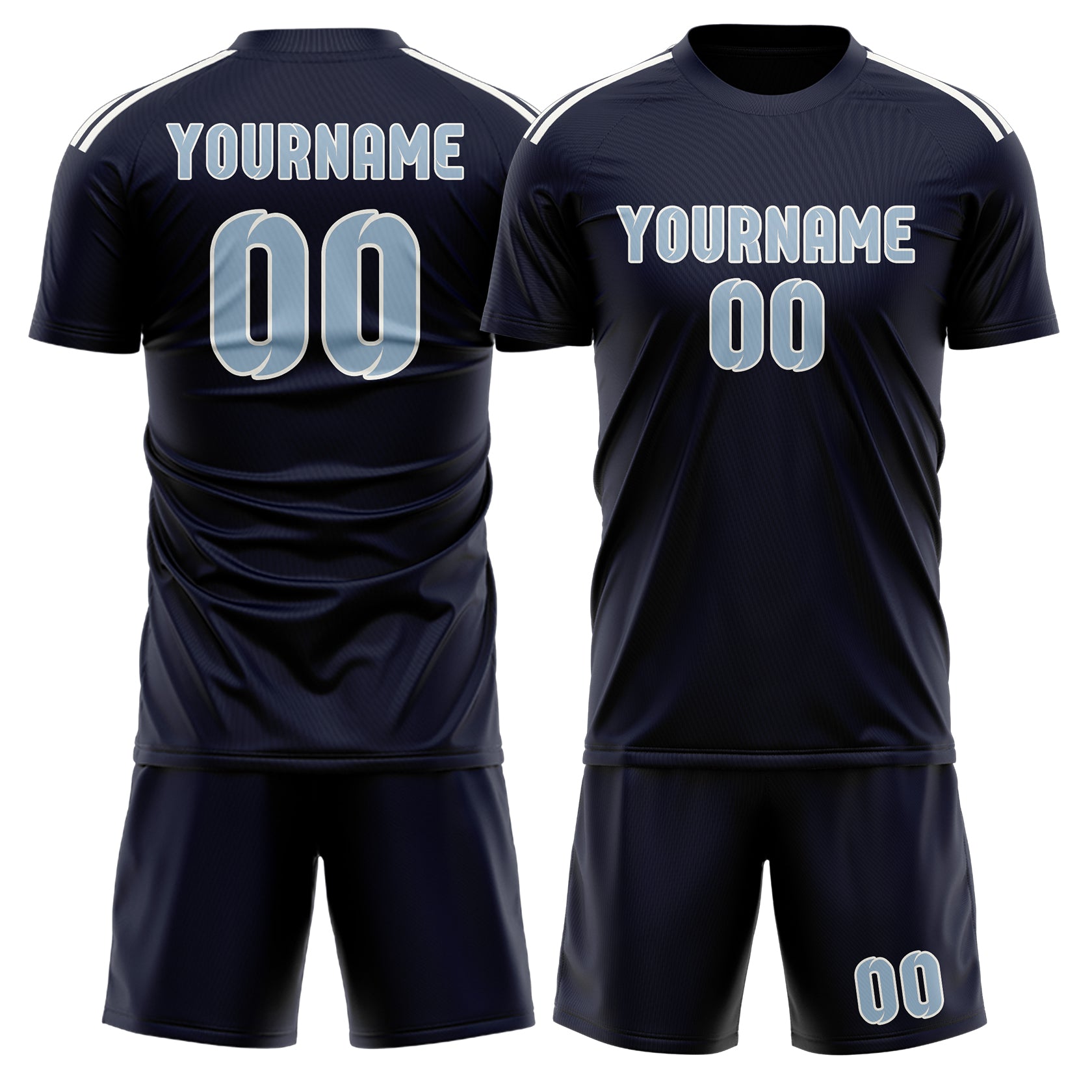 Custom Navy Light Blue Soccer Set