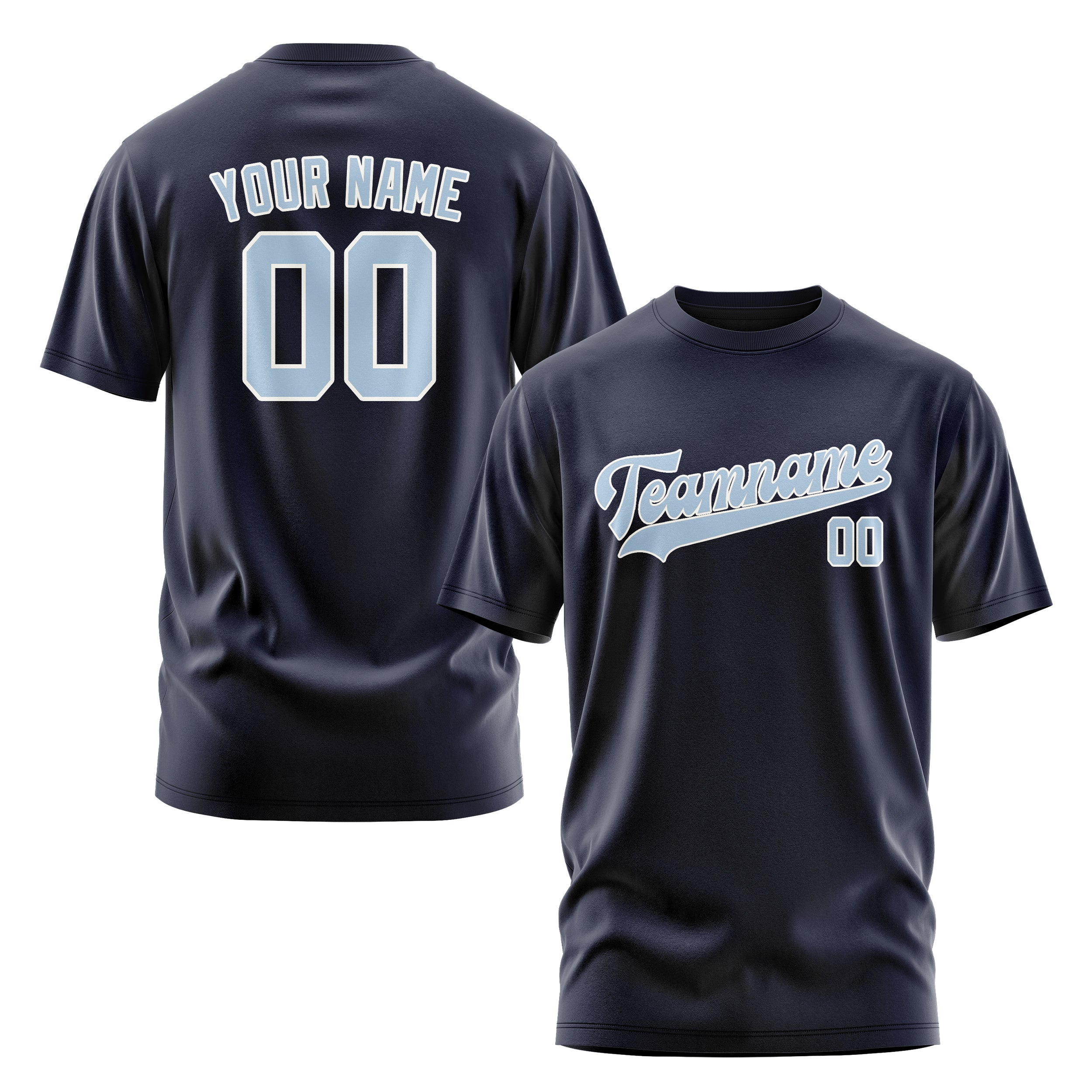 Custom Navy Light Blue T-Shirt
