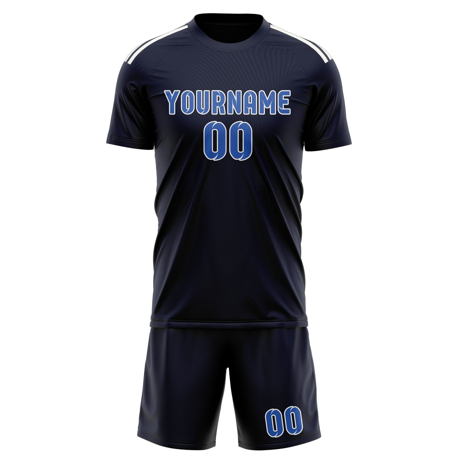 Custom Navy Sky Blue Soccer Set