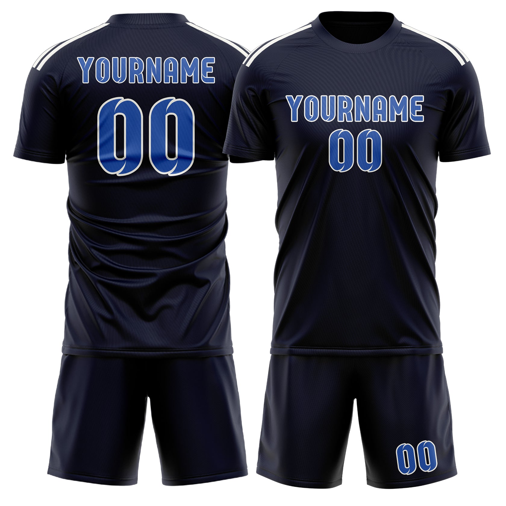 Custom Navy Sky Blue Soccer Set
