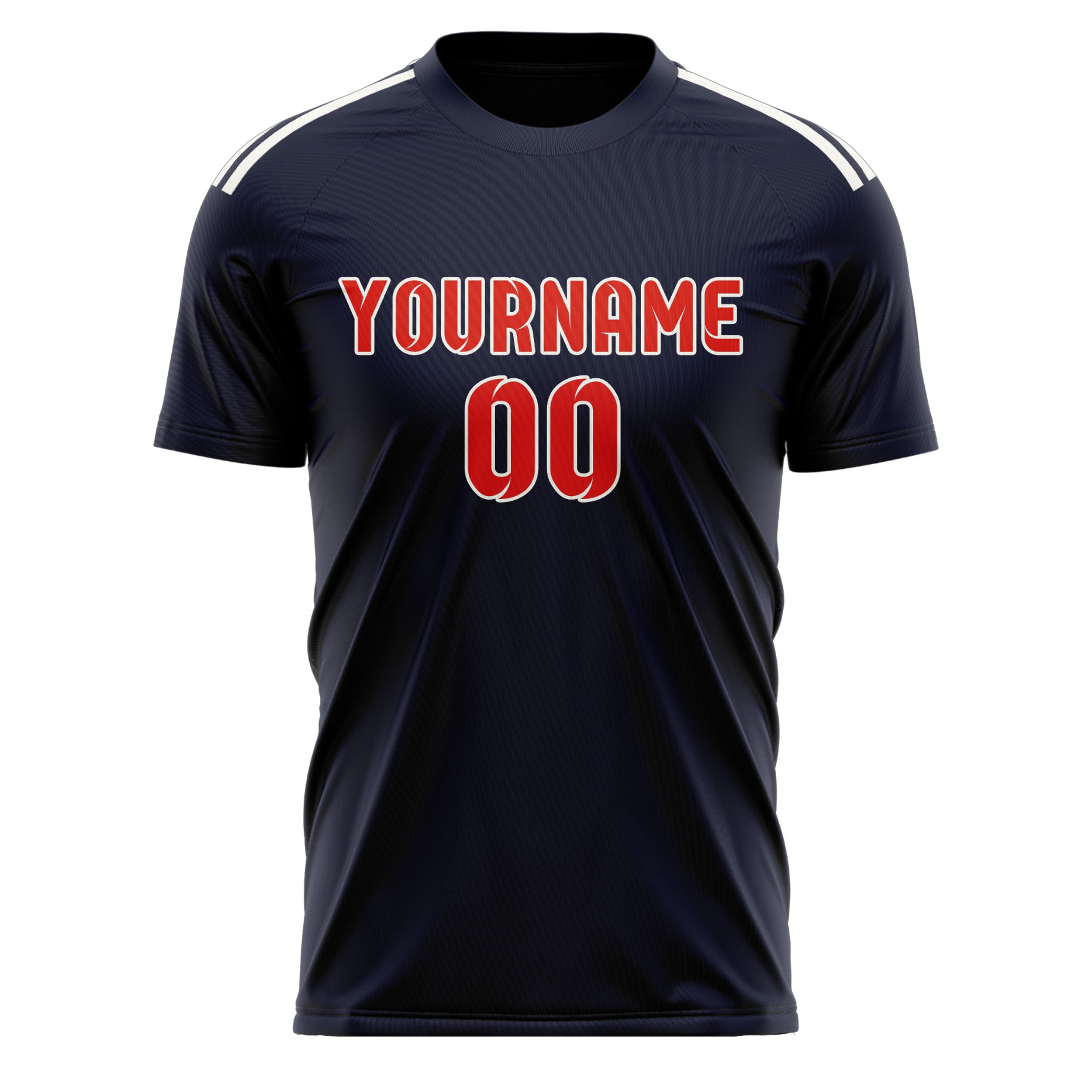 Custom Navy Orange Red Soccer Jersey