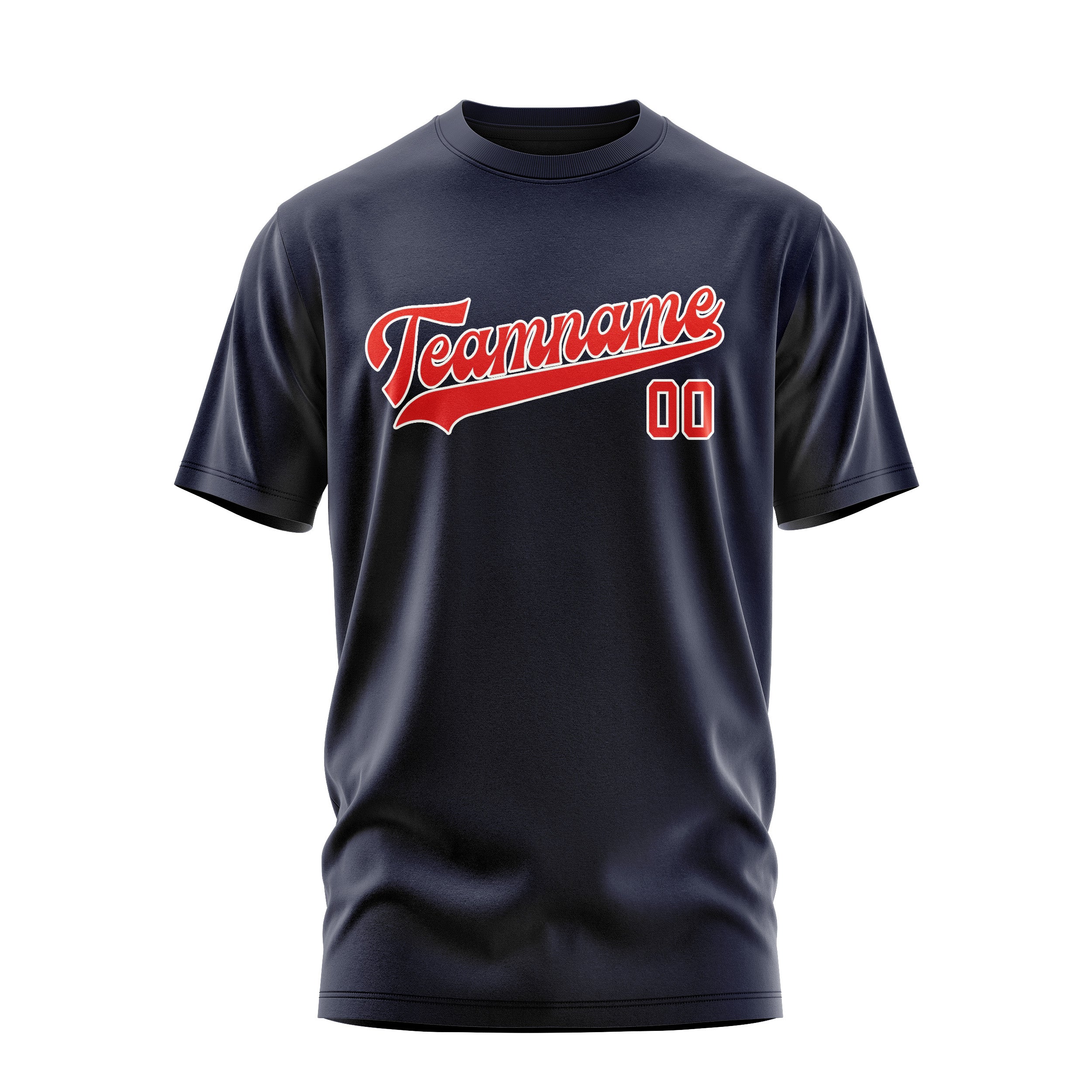 Custom Navy Orange Red T-Shirt