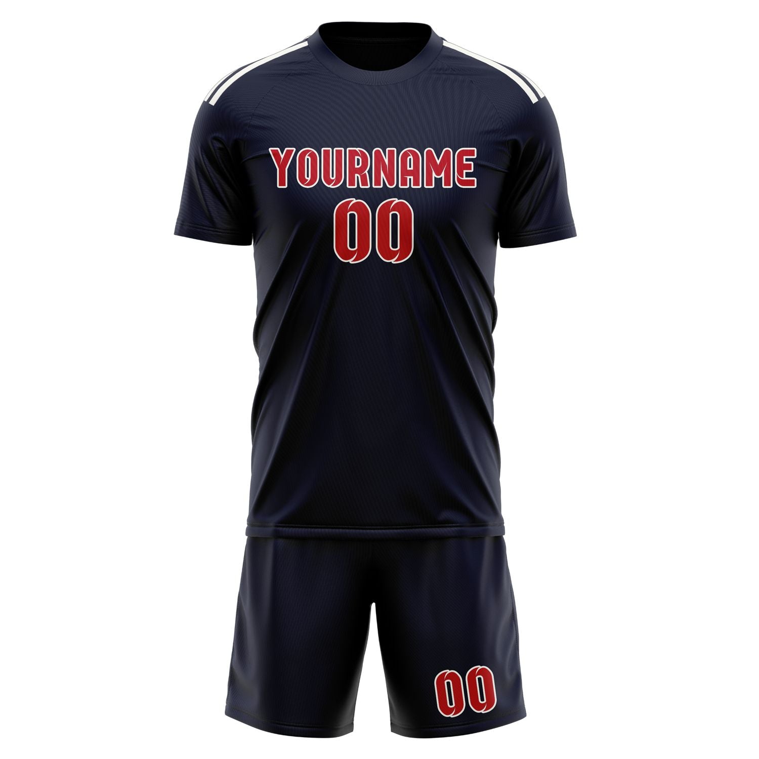 Custom Navy Red Soccer Set