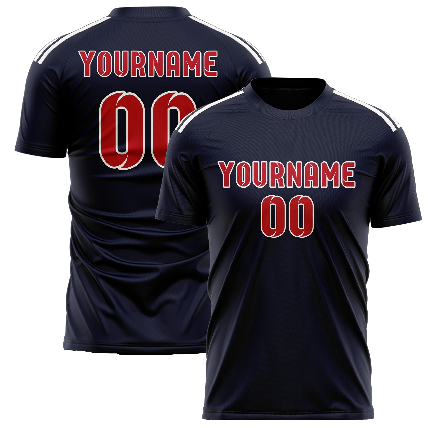 Custom Navy Red Soccer Jersey