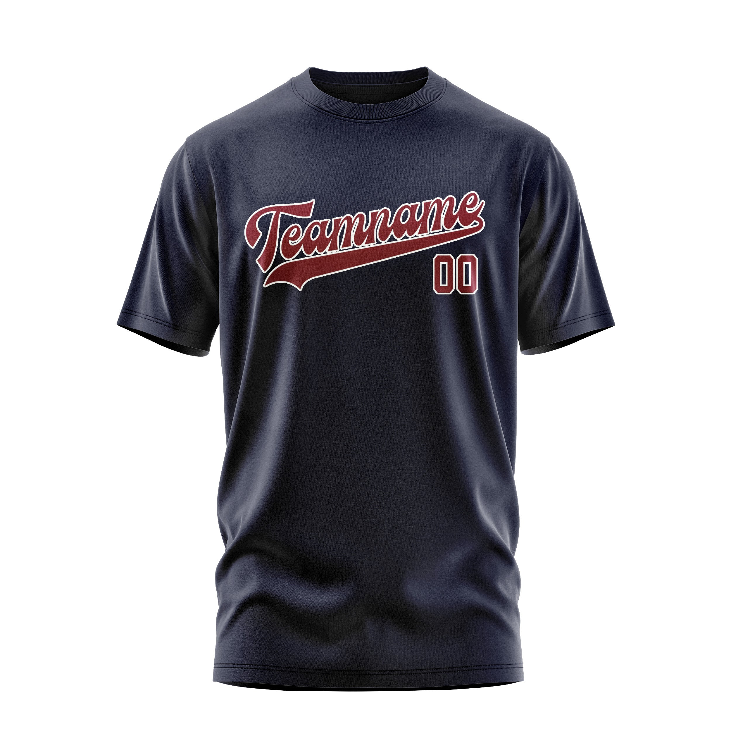 Custom Navy Crimson Red T-Shirt