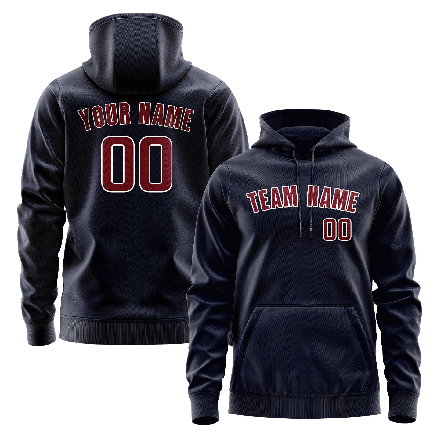 Custom Navy Crimson Red Hoodie