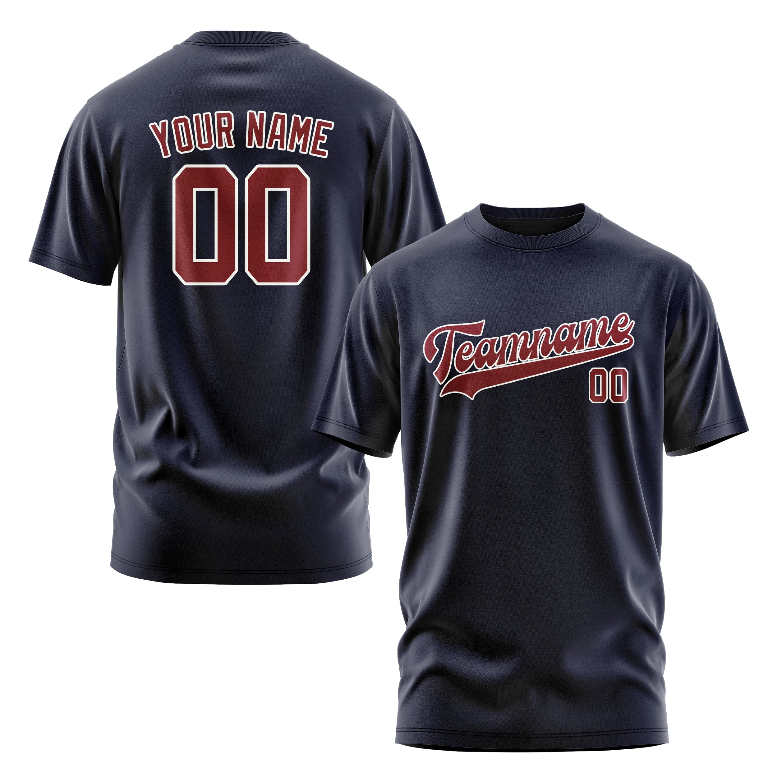 Custom Navy Crimson Red T-Shirt