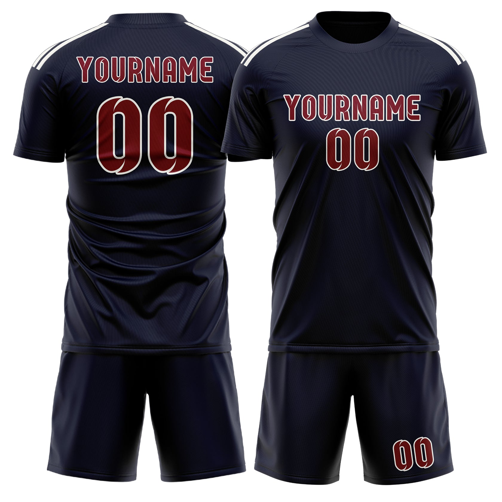 Custom Navy Crimson Red Soccer Set