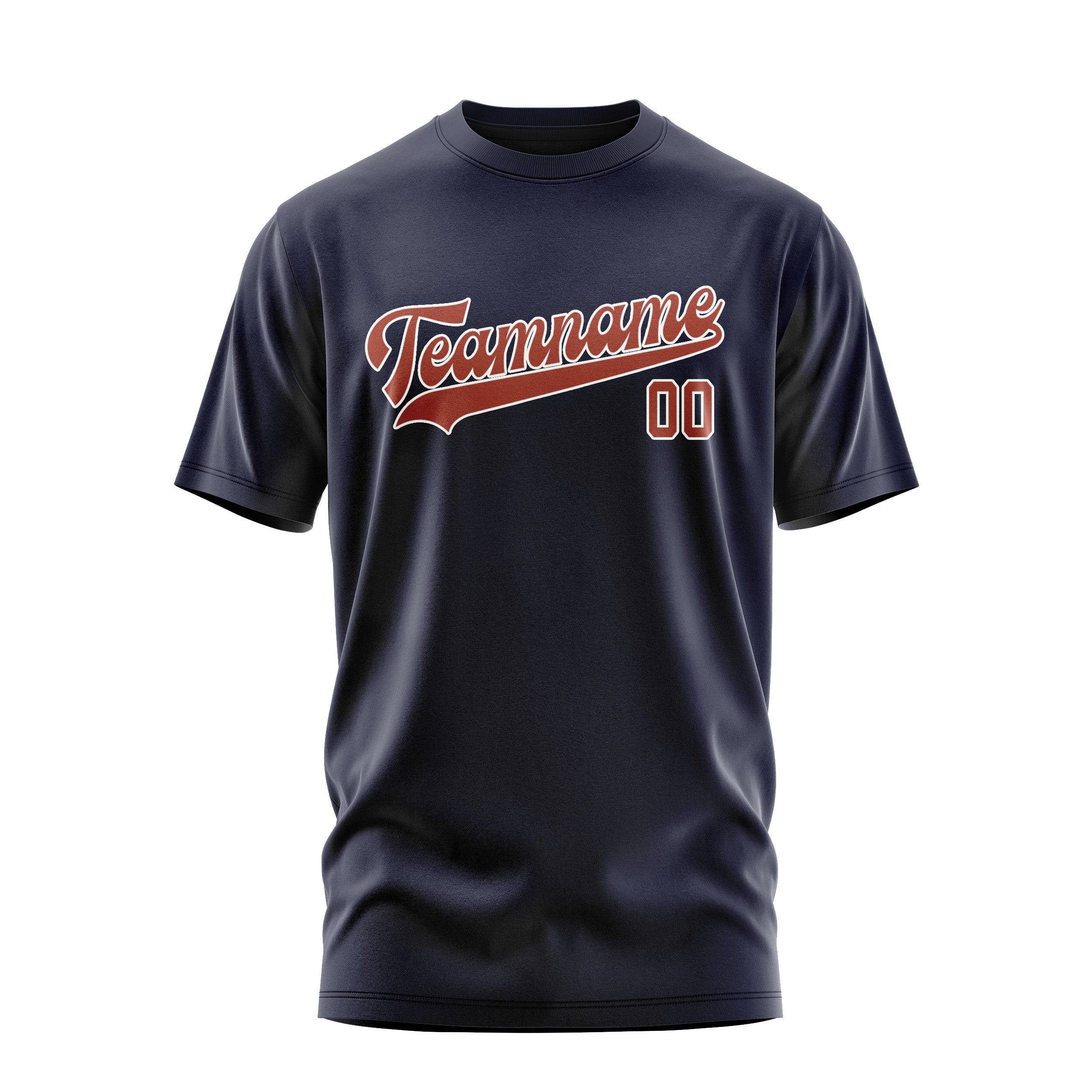 Custom Navy Coral Red T-Shirt