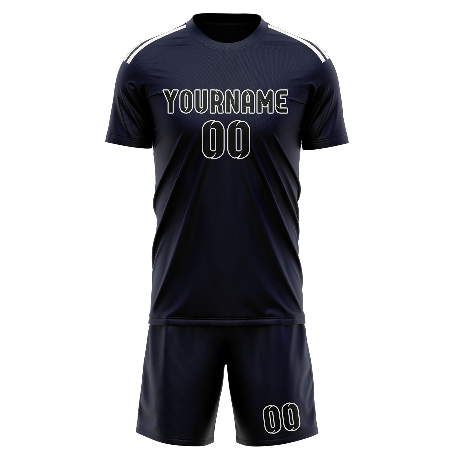 Custom Navy Black Soccer Set