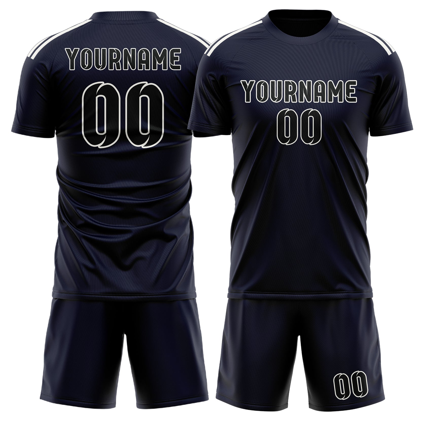 Custom Navy Black Soccer Set