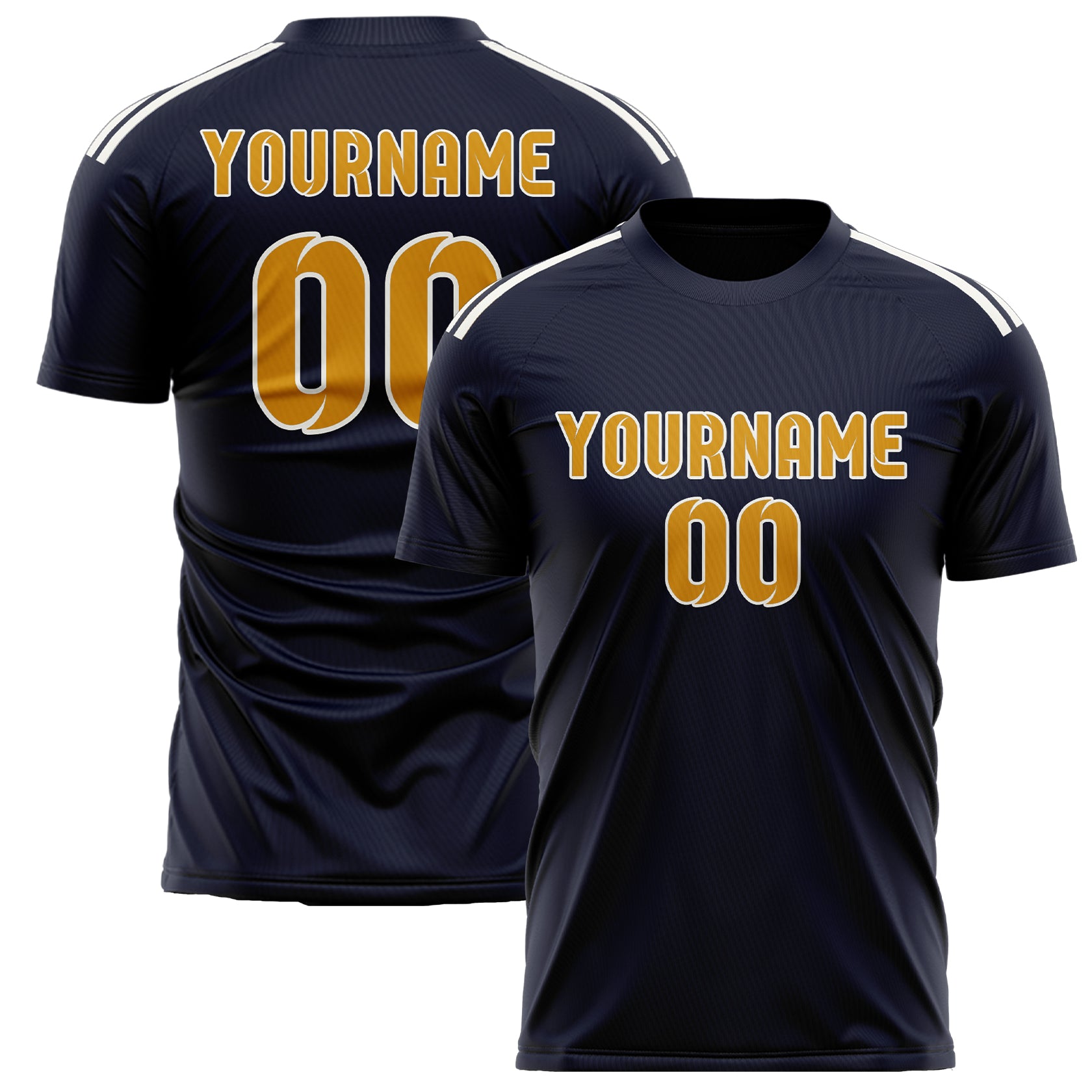 Custom Navy Yellow Soccer Jersey