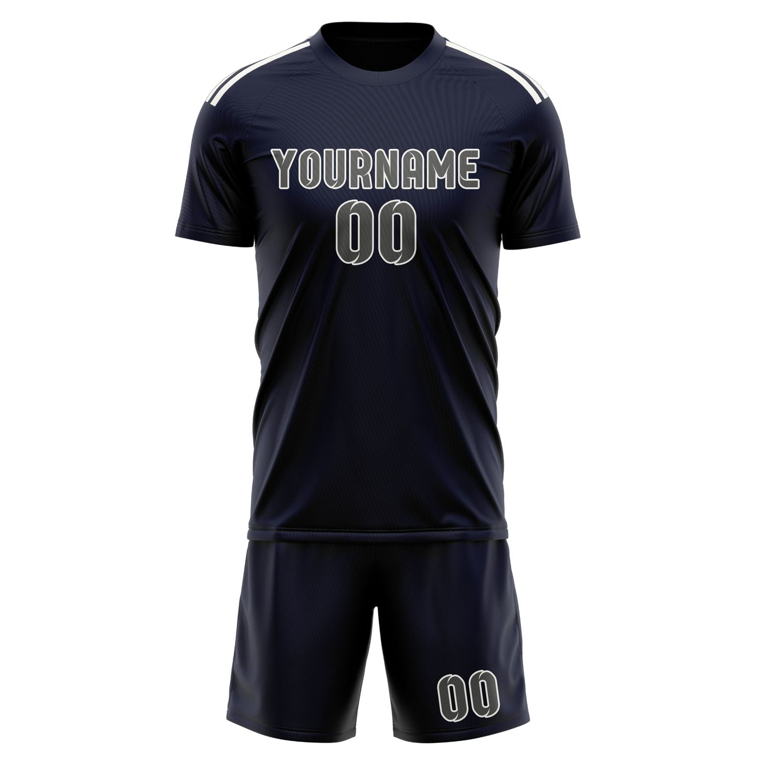 Custom Navy Dark Grey Soccer Set