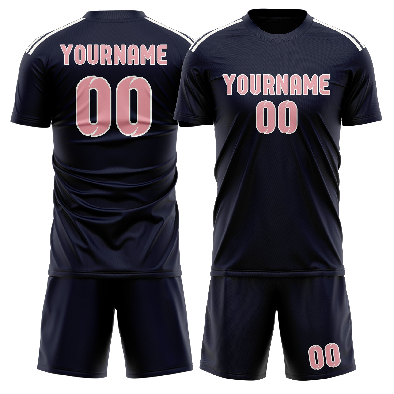 Custom Navy Light Pink Soccer Set