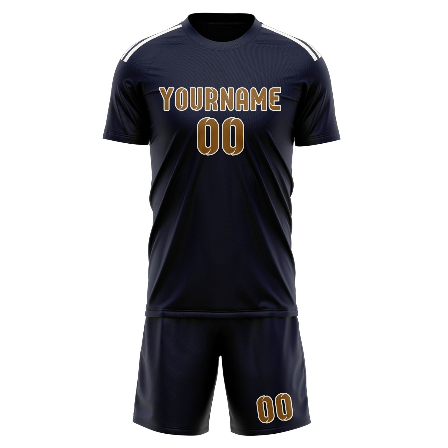 Custom Navy Khaki Soccer Set