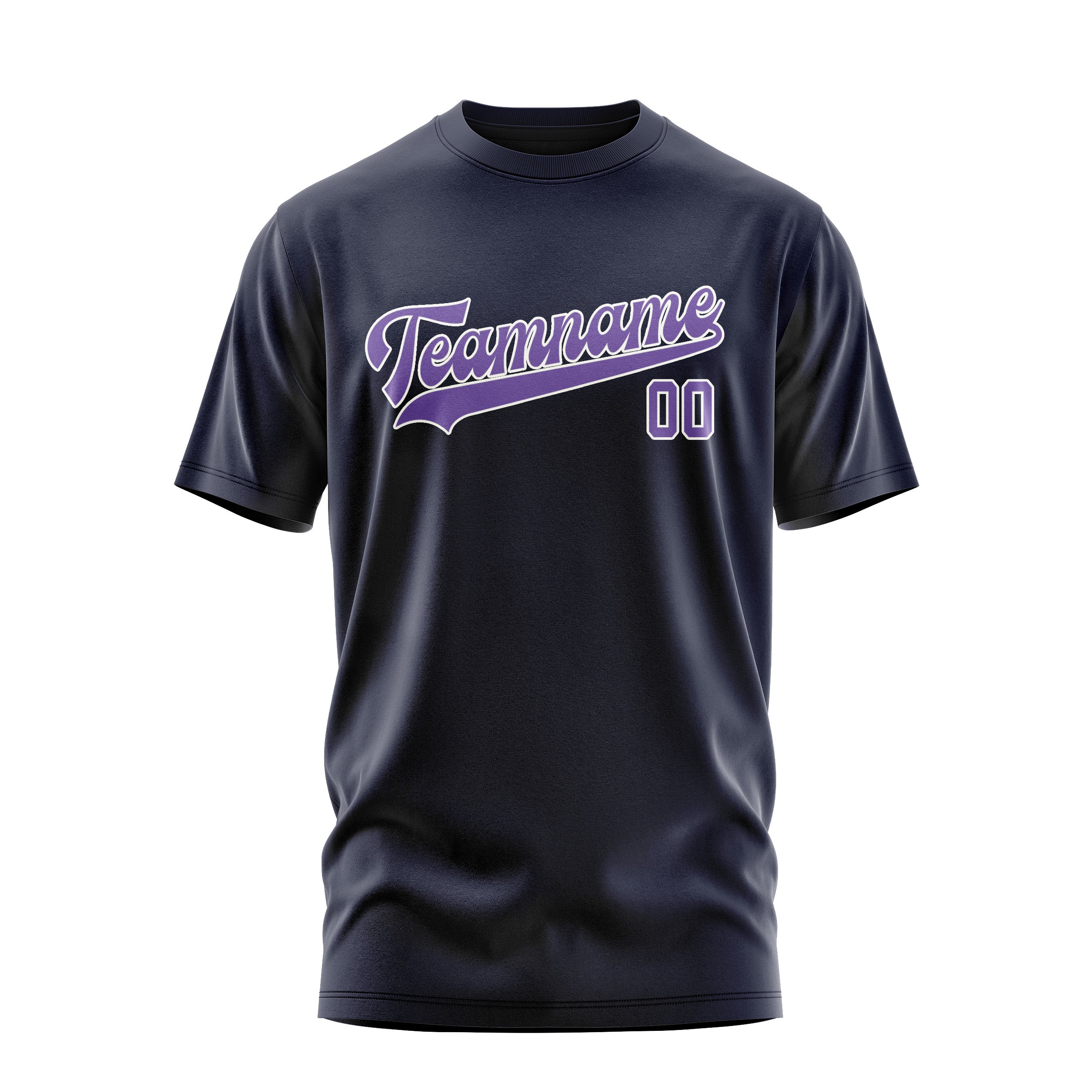 Custom Navy Light Purple T-Shirt