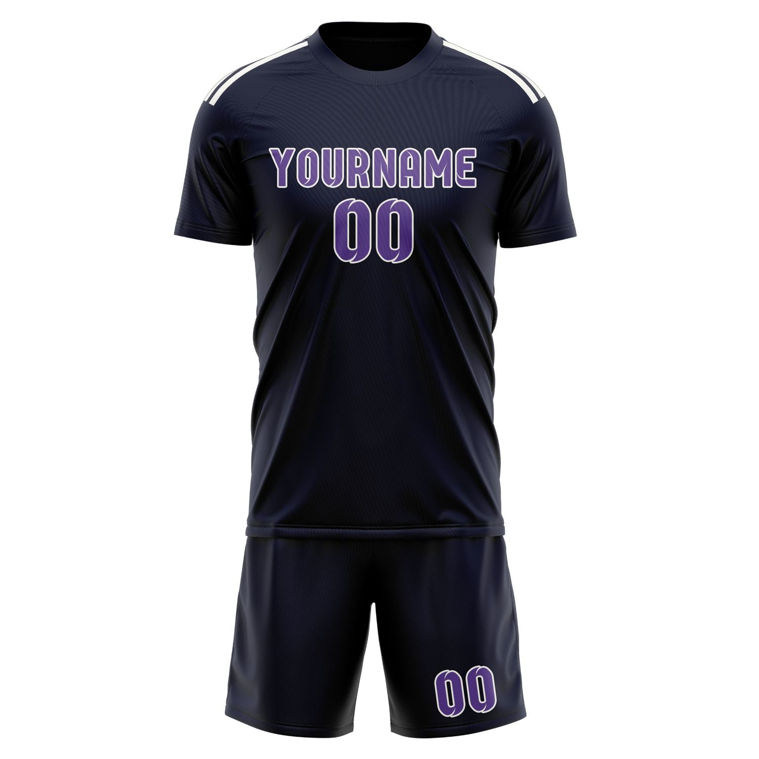 Custom Navy Light Purple Soccer Set