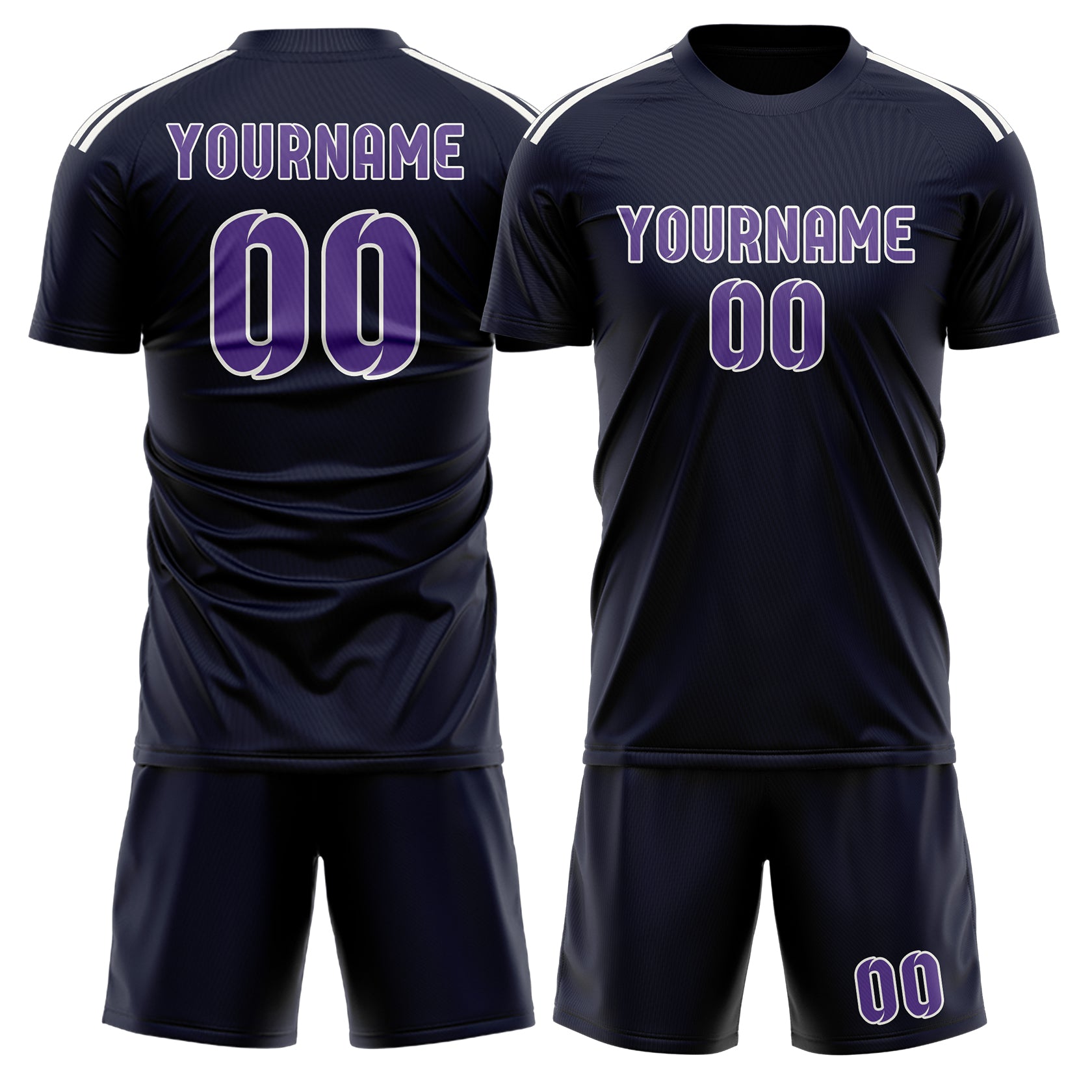 Custom Navy Light Purple Soccer Set