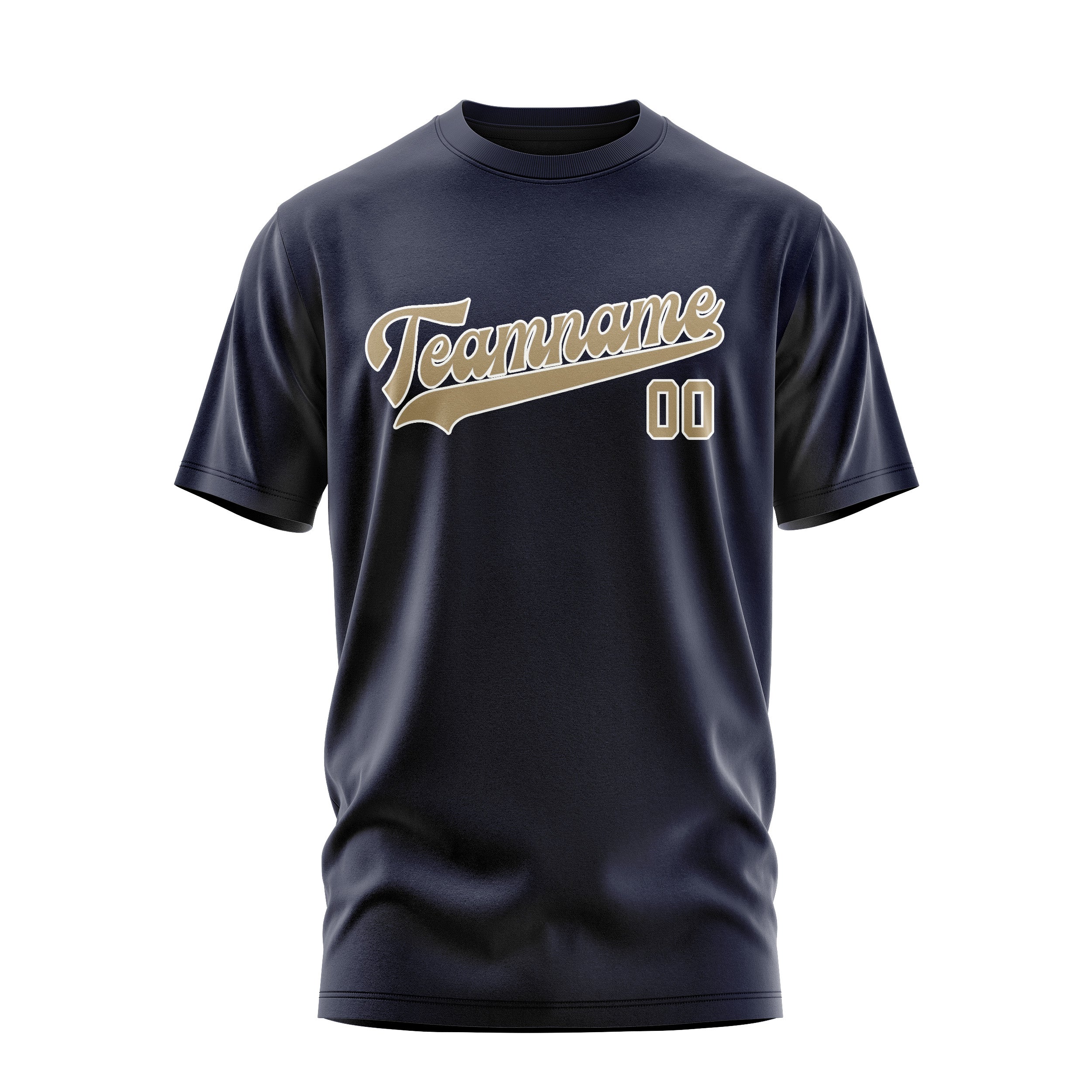 Custom Navy Light Khaki T-Shirt