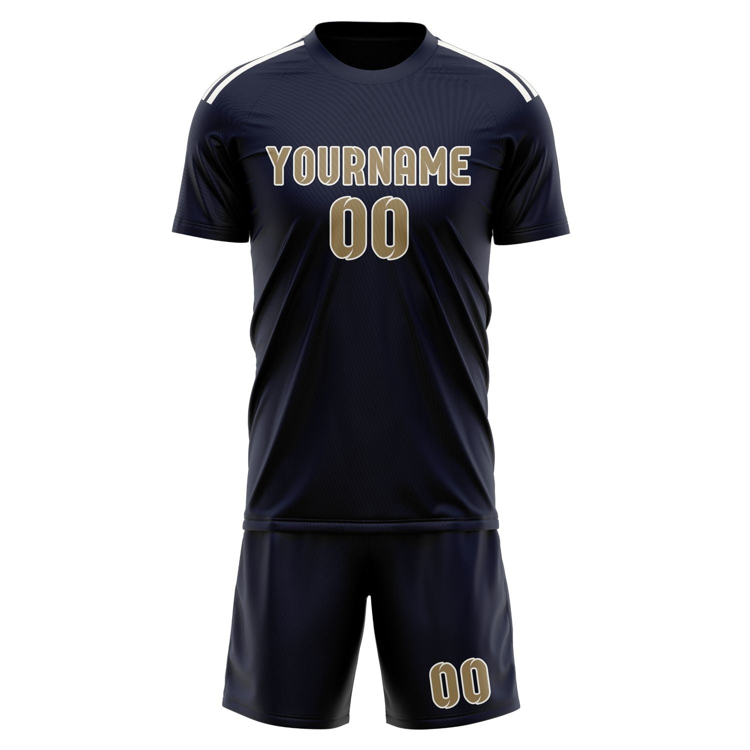 Custom Navy Light Khaki Soccer Set