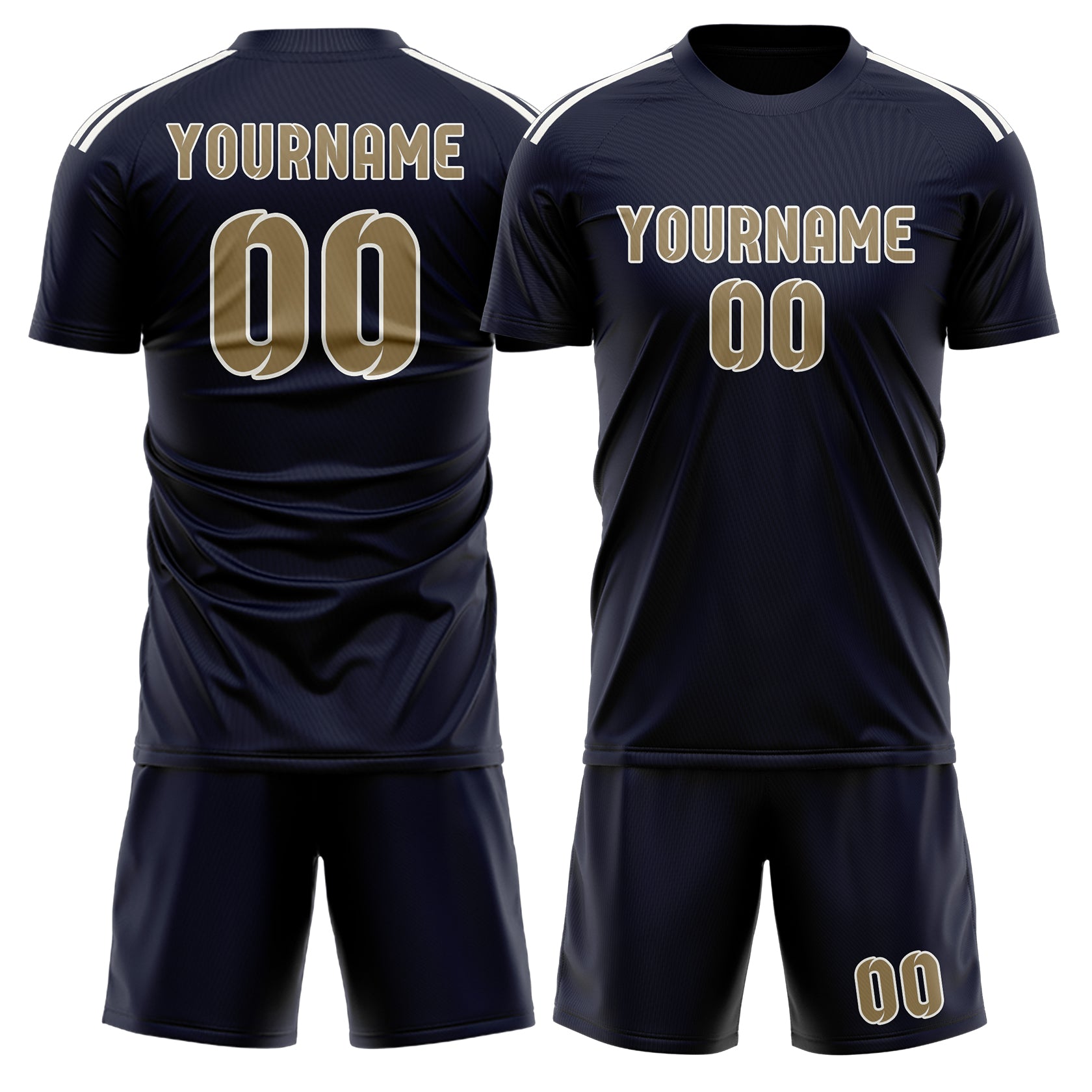 Custom Navy Light Khaki Soccer Set