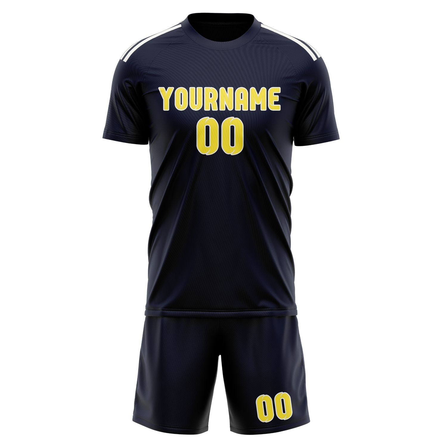 Custom Navy Light Yellow Soccer Set