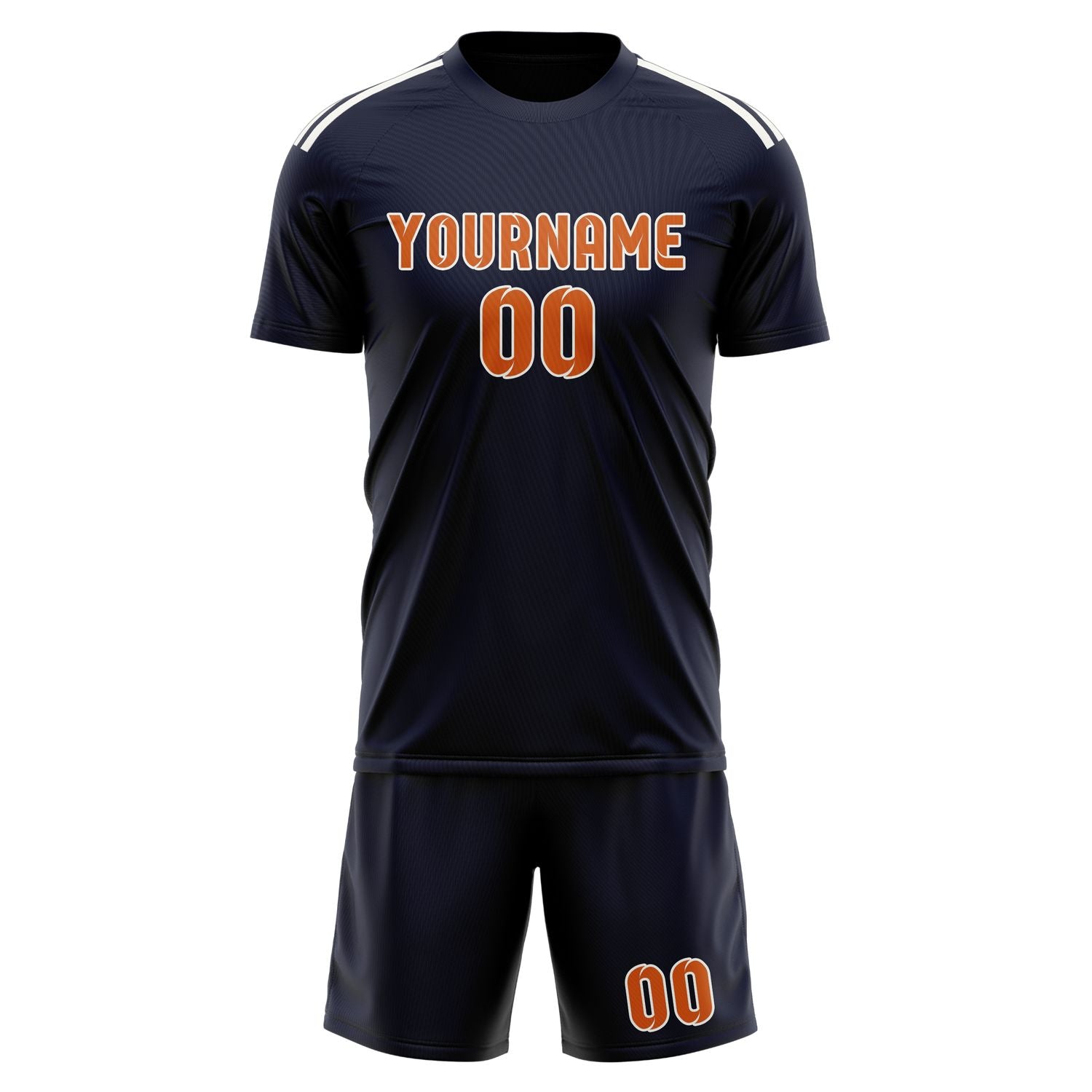 Custom Navy Orange Soccer Set