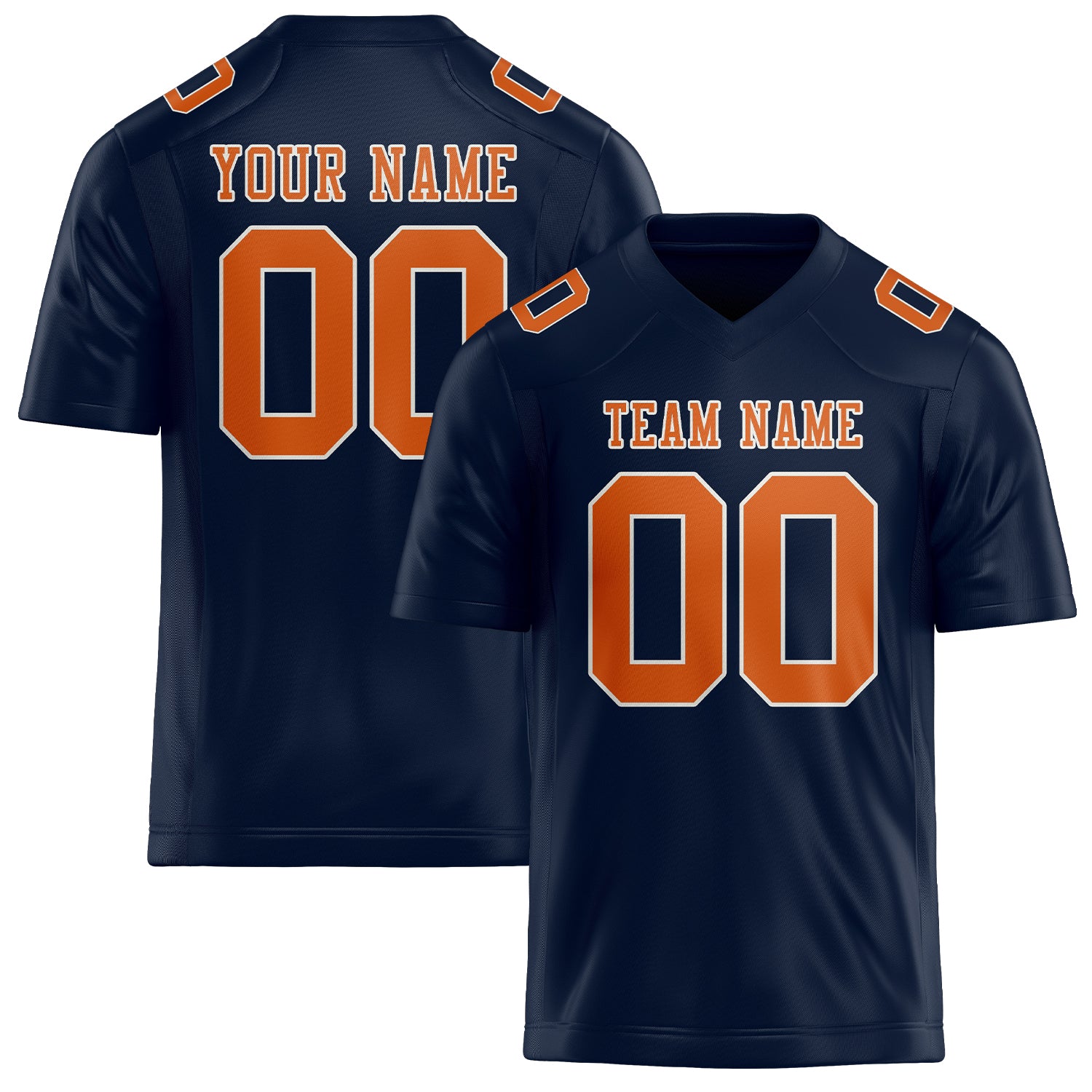 Custom Navy Orange Football Jersey