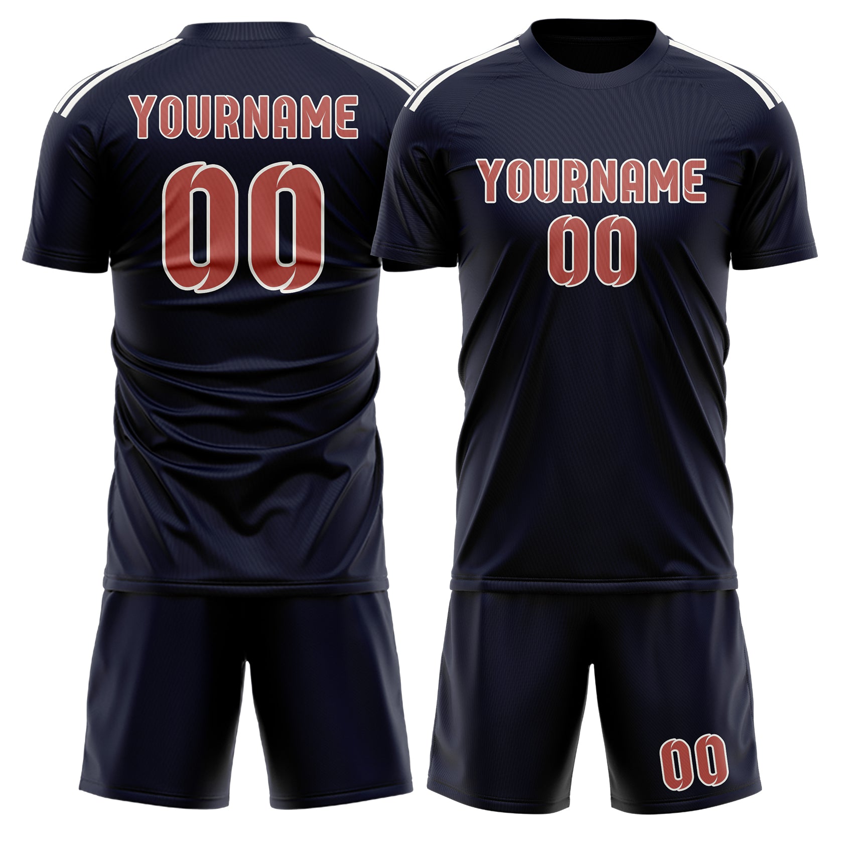 Custom Navy Copper Rose Soccer Set