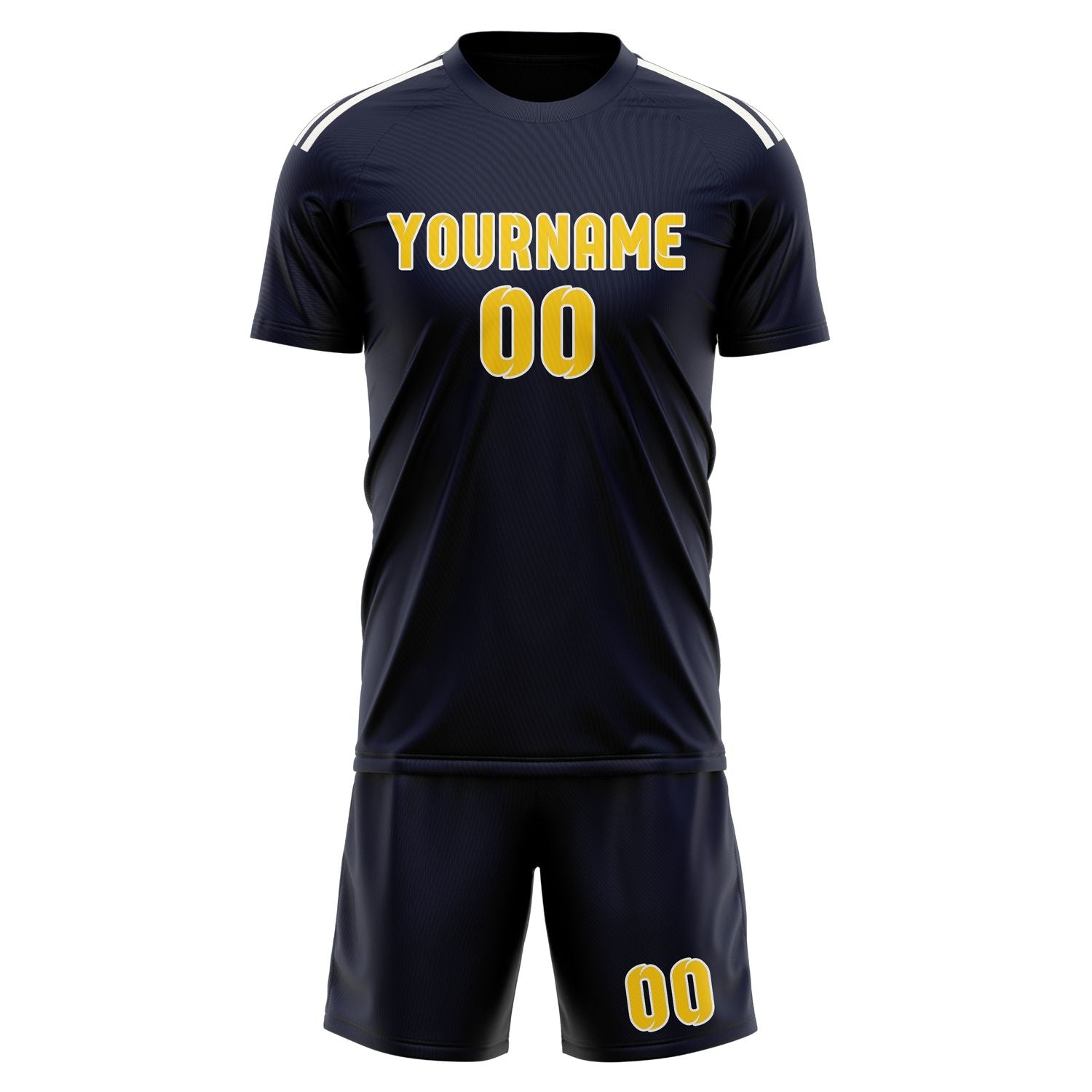Custom Navy Gold Soccer Set
