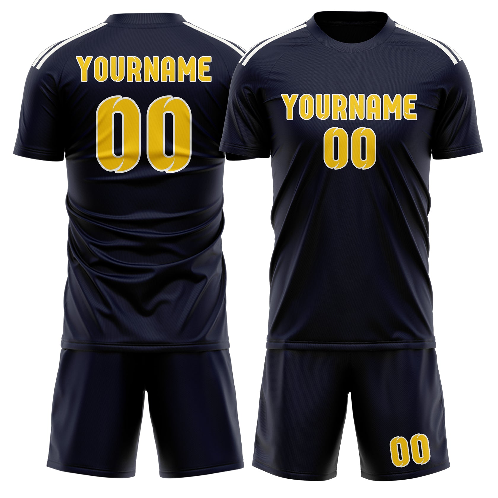 Custom Navy Gold Soccer Set