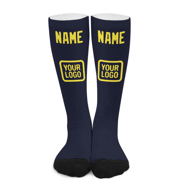 Custom Navy Light Yellow Knee-High Sock