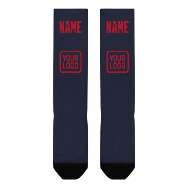 Custom Navy Red Knee-High Sock