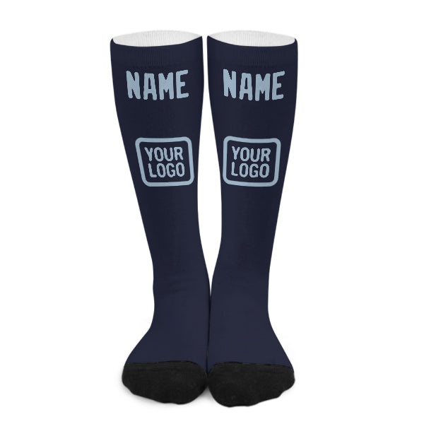 Custom Navy Light Blue Knee-High Sock