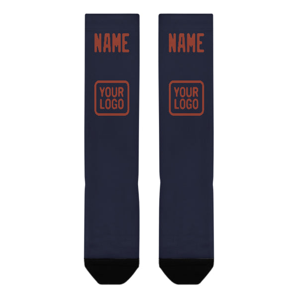 Custom Navy Coral Red Knee-High Sock