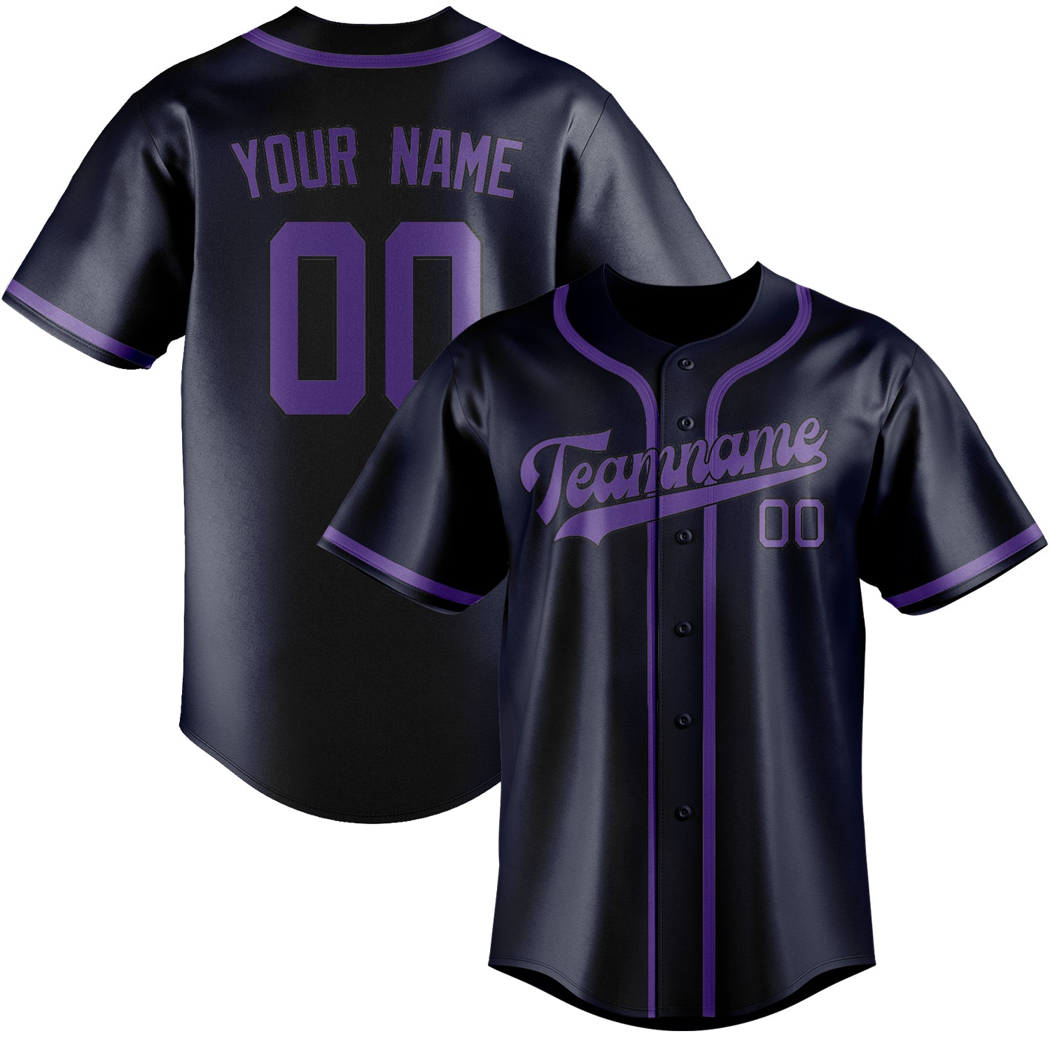 Custom Navy Light Purple Baseball Jersey