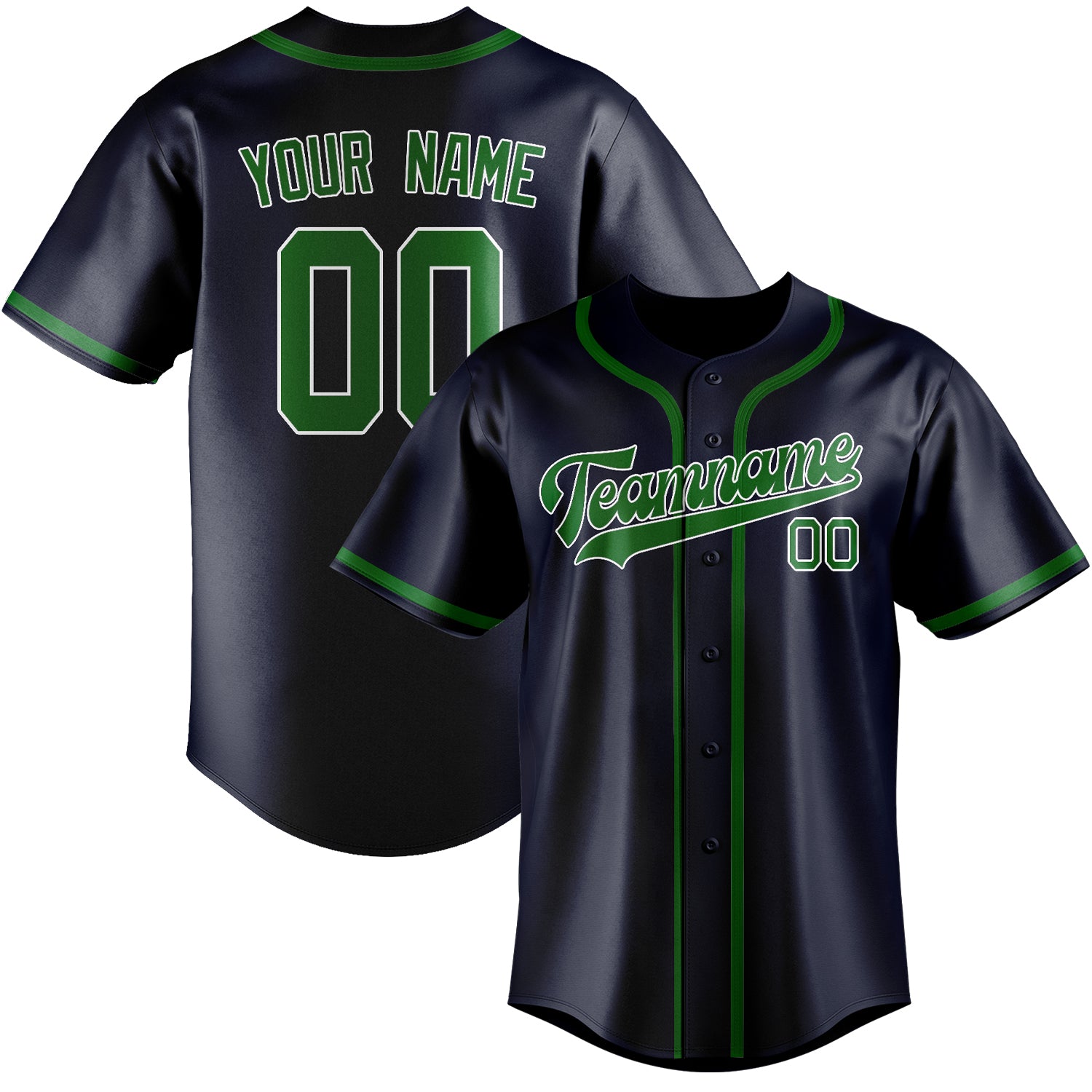 Custom Navy Emerald Green Baseball Jersey