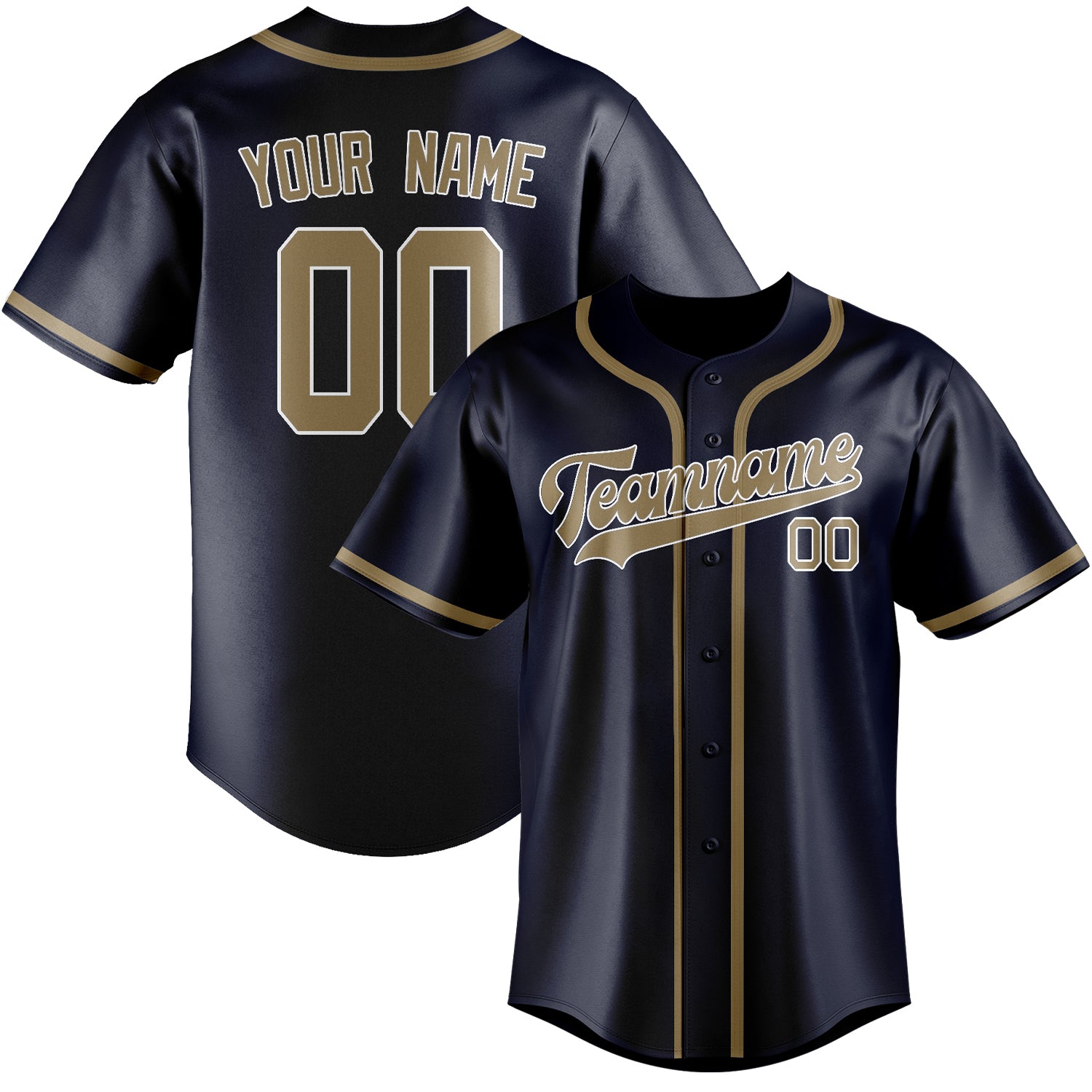 Custom Navy Light Khaki Baseball Jersey