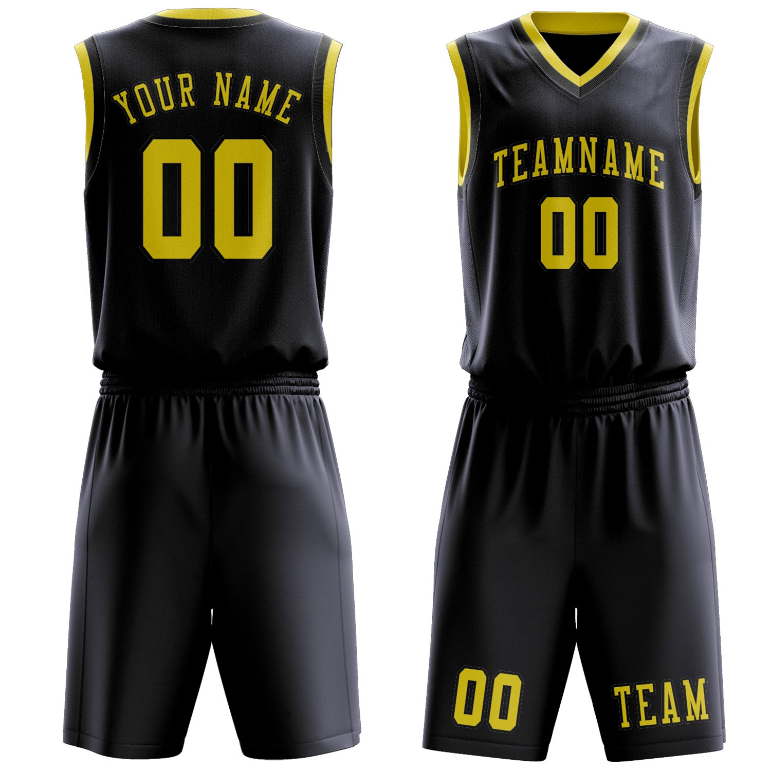 Custom Navy Light Yellow Basketball Set