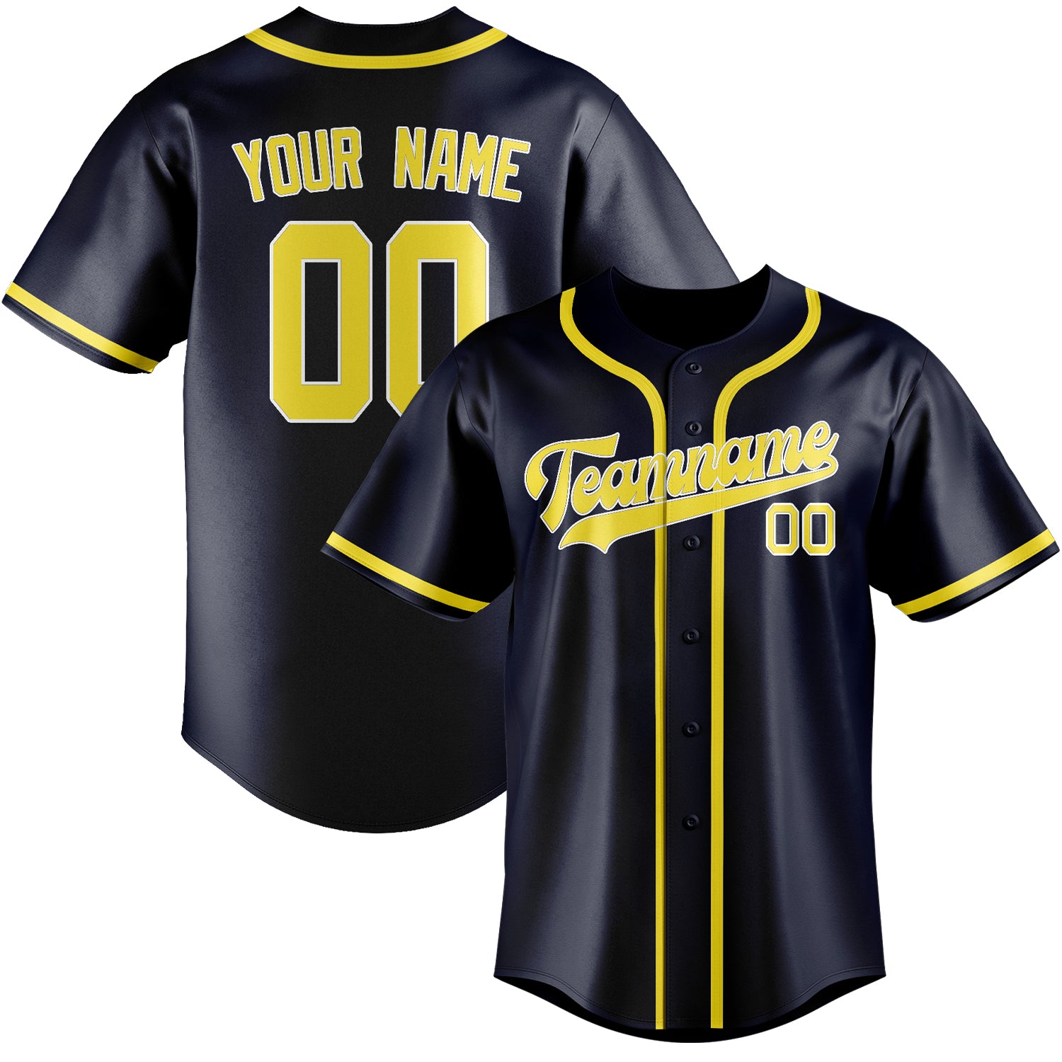 Custom Navy Light Yellow Baseball Jersey