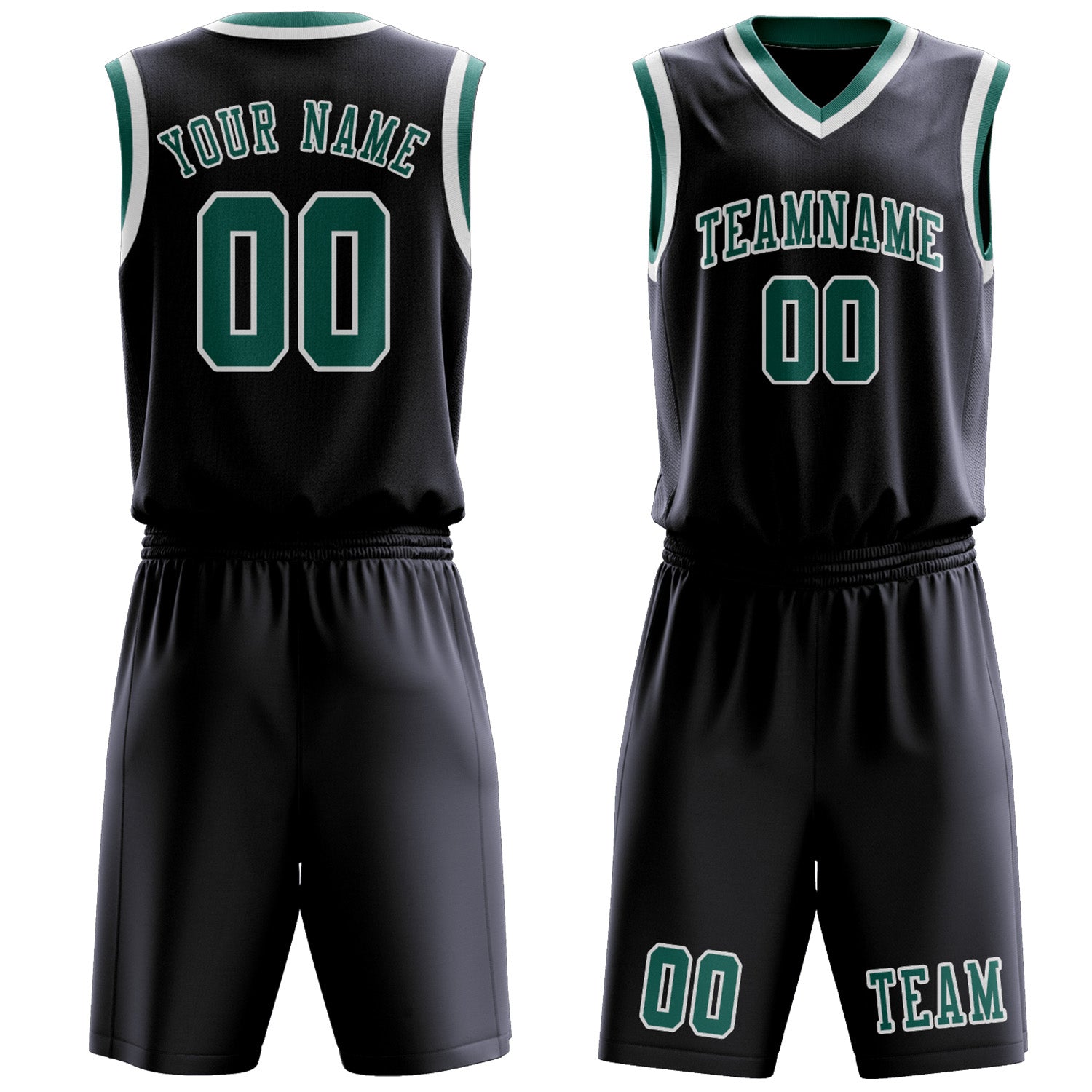 Custom Navy Blue Green Basketball Set