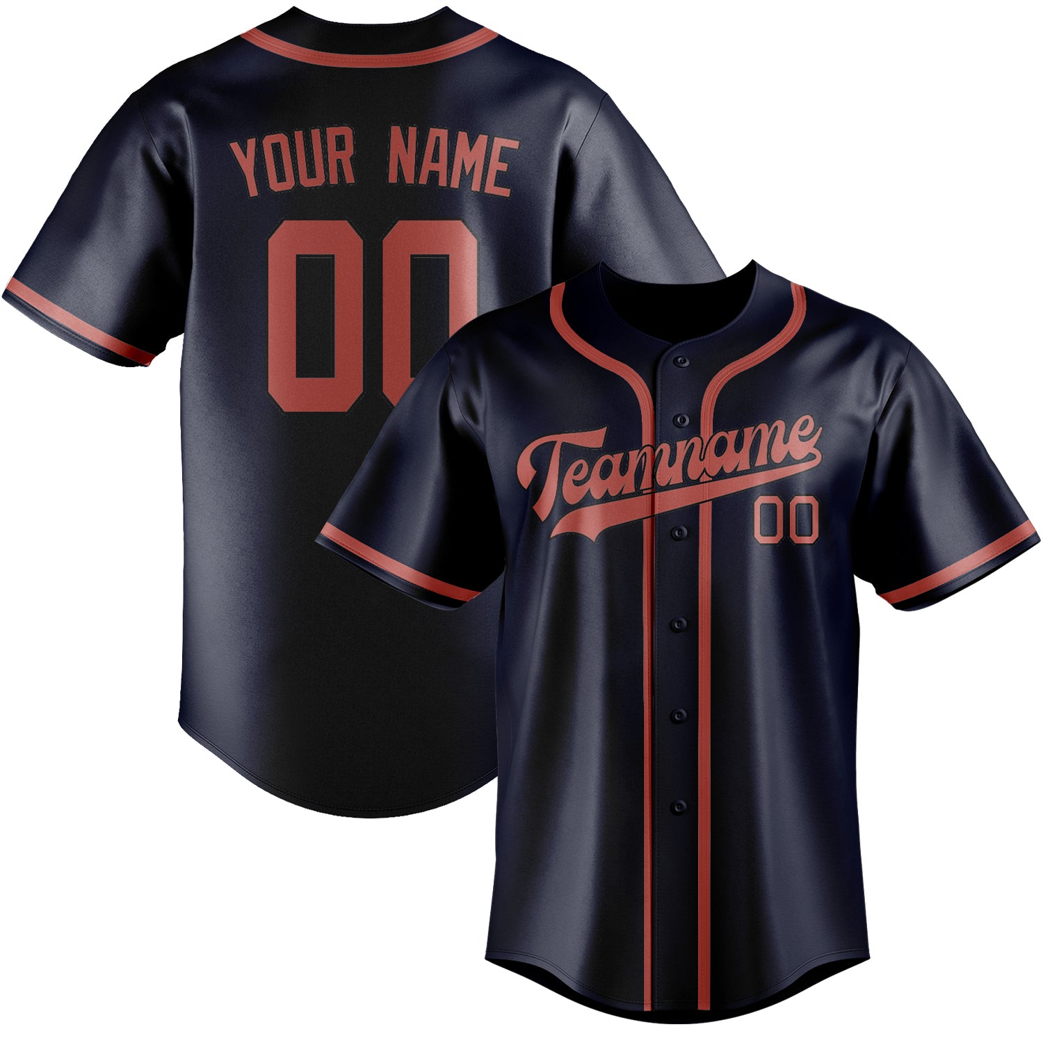 Custom Navy Copper Rose Baseball Jersey