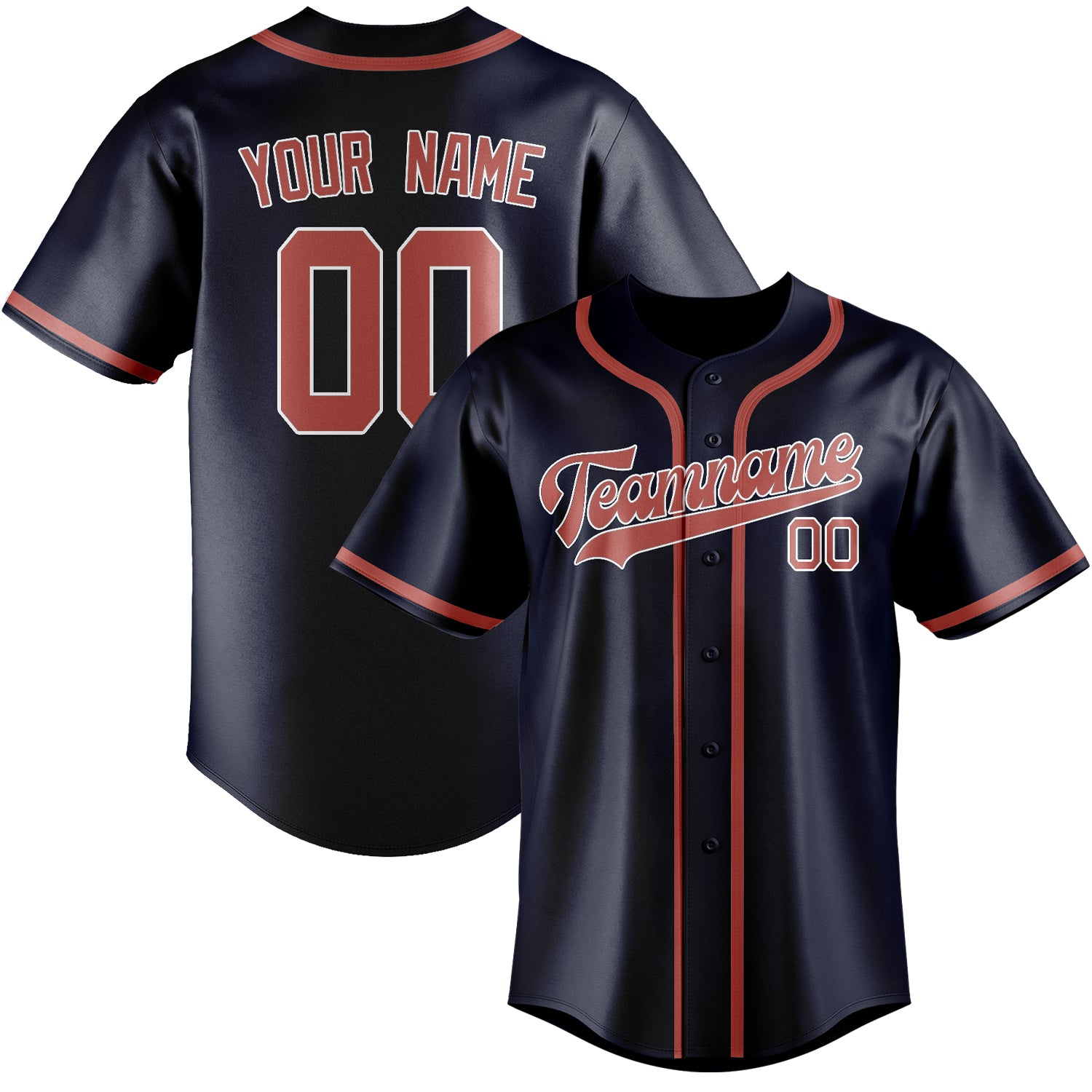 Custom Navy Copper Rose Baseball Jersey